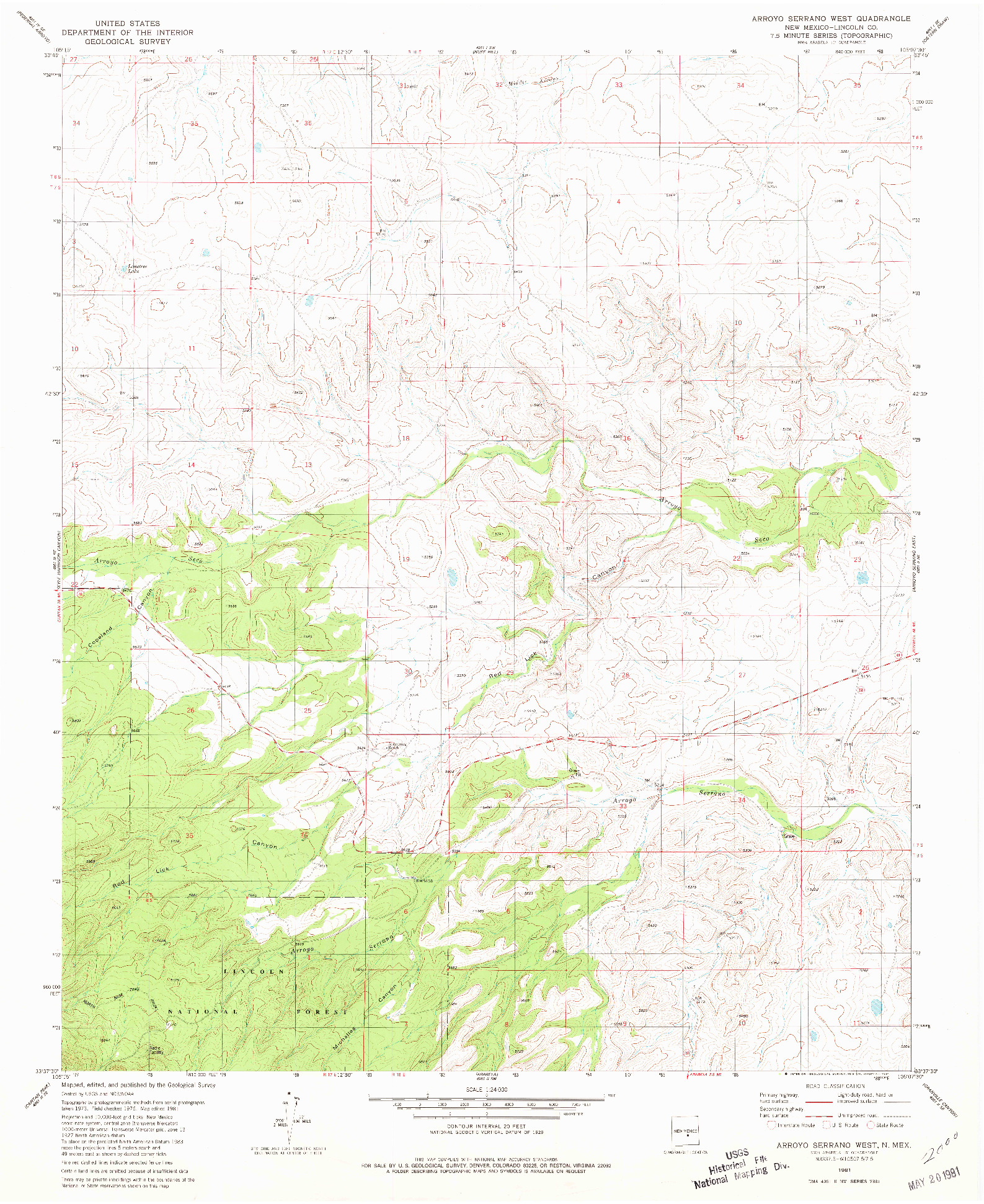 USGS 1:24000-SCALE QUADRANGLE FOR ARROYO SERRANO WEST, NM 1981
