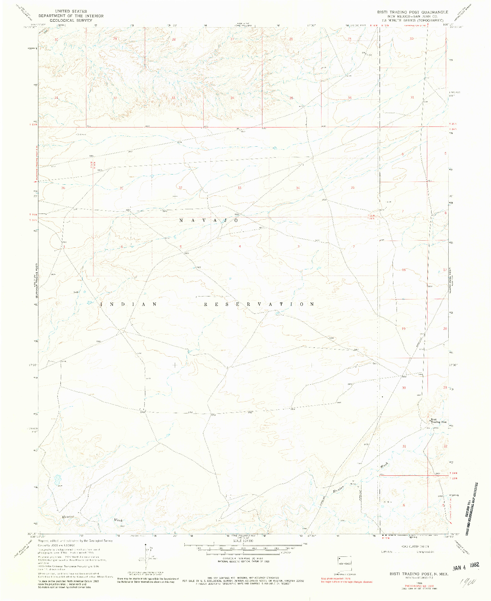 USGS 1:24000-SCALE QUADRANGLE FOR BISTI TRADING POST, NM 1966