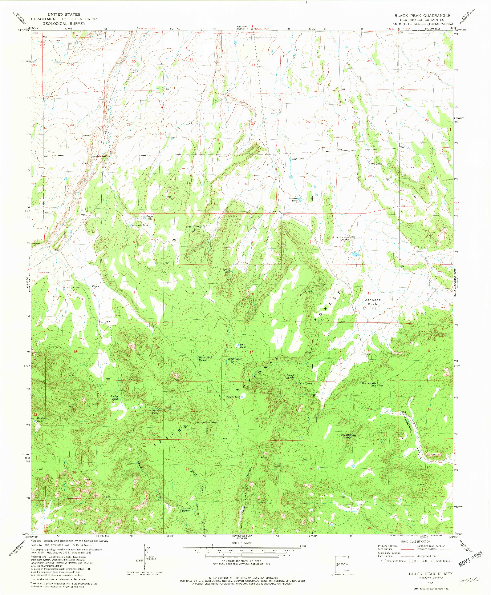 USGS 1:24000-SCALE QUADRANGLE FOR BLACK HILL, NM 1981