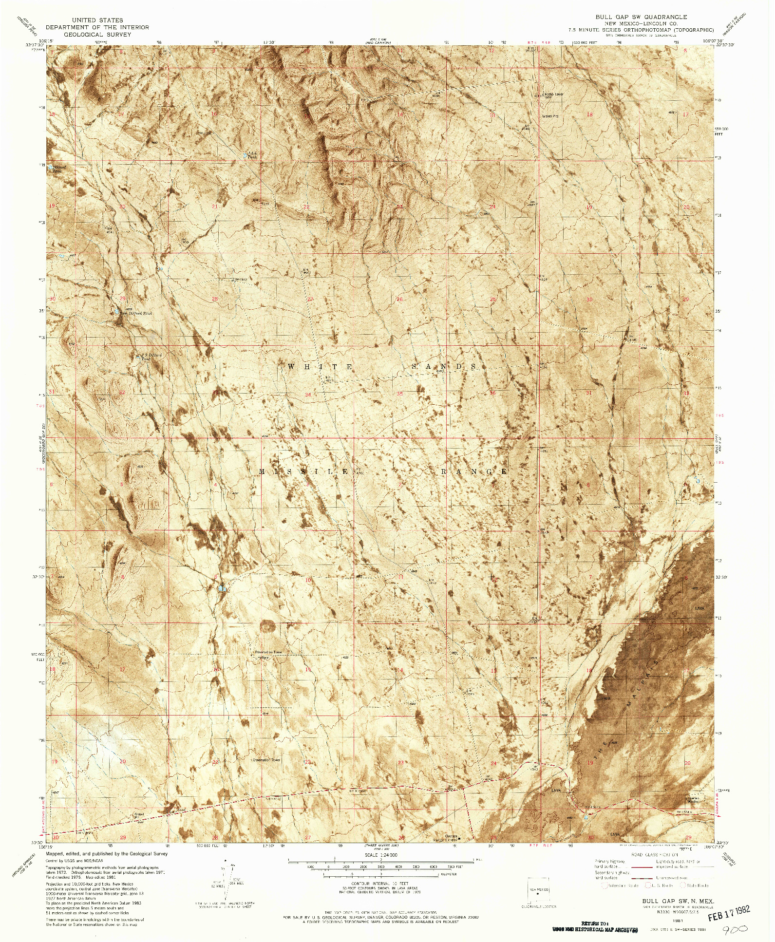 USGS 1:24000-SCALE QUADRANGLE FOR BULL GAP, NM 1981