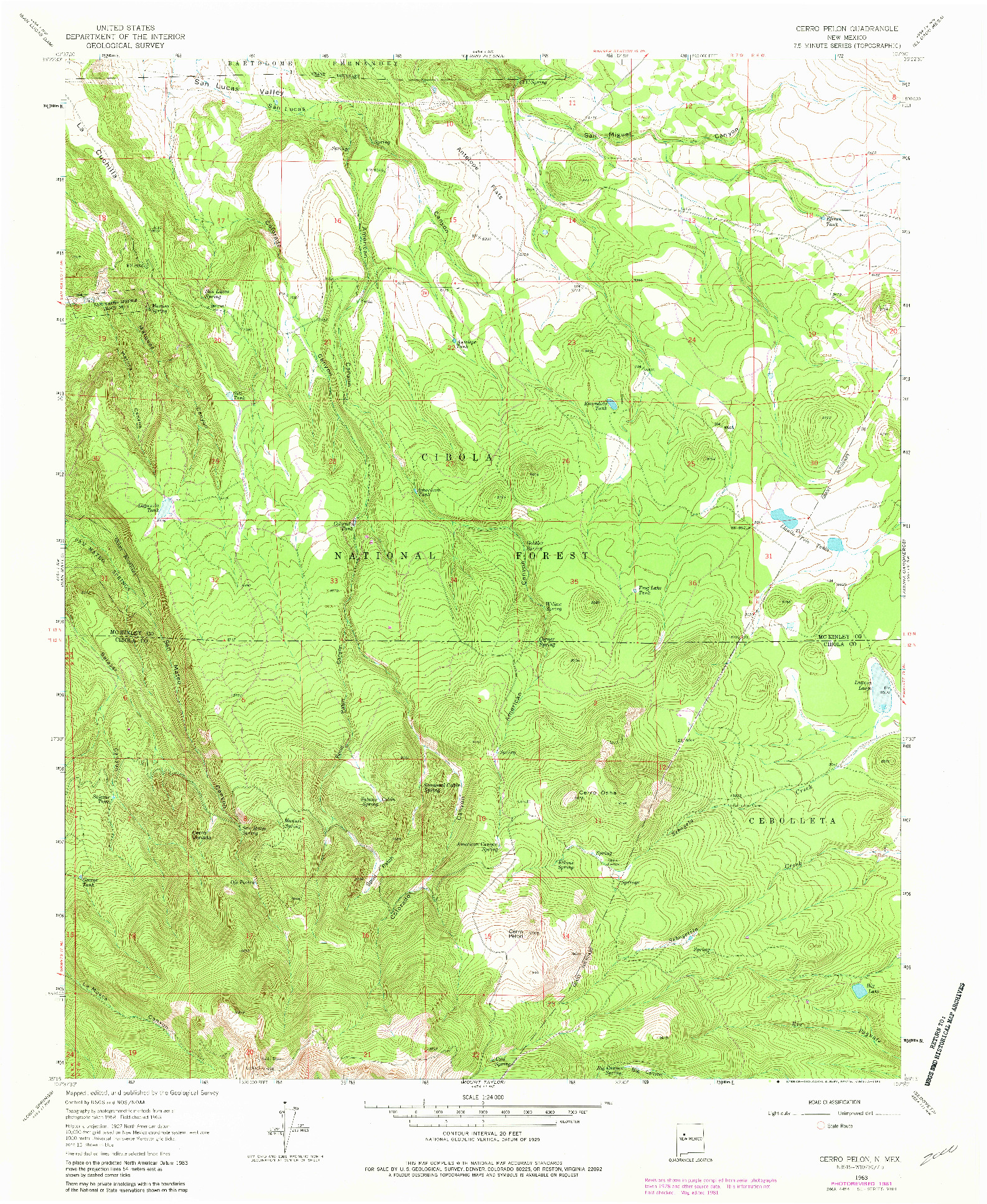 USGS 1:24000-SCALE QUADRANGLE FOR CERRO PELON, NM 1963