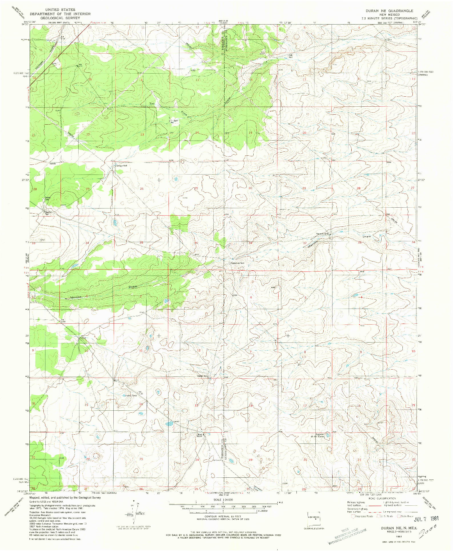 USGS 1:24000-SCALE QUADRANGLE FOR DURAN NE, NM 1981