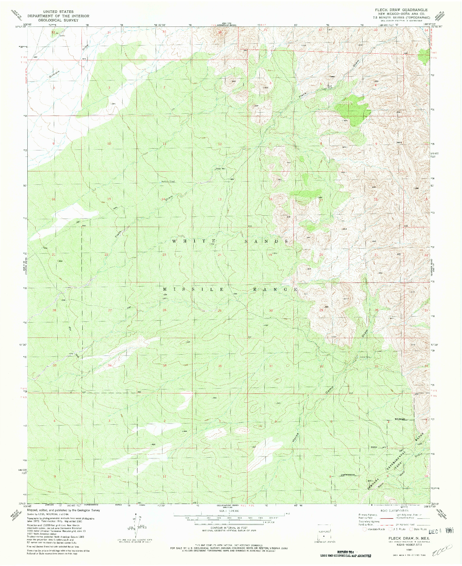 USGS 1:24000-SCALE QUADRANGLE FOR FLECK DRAW, NM 1981