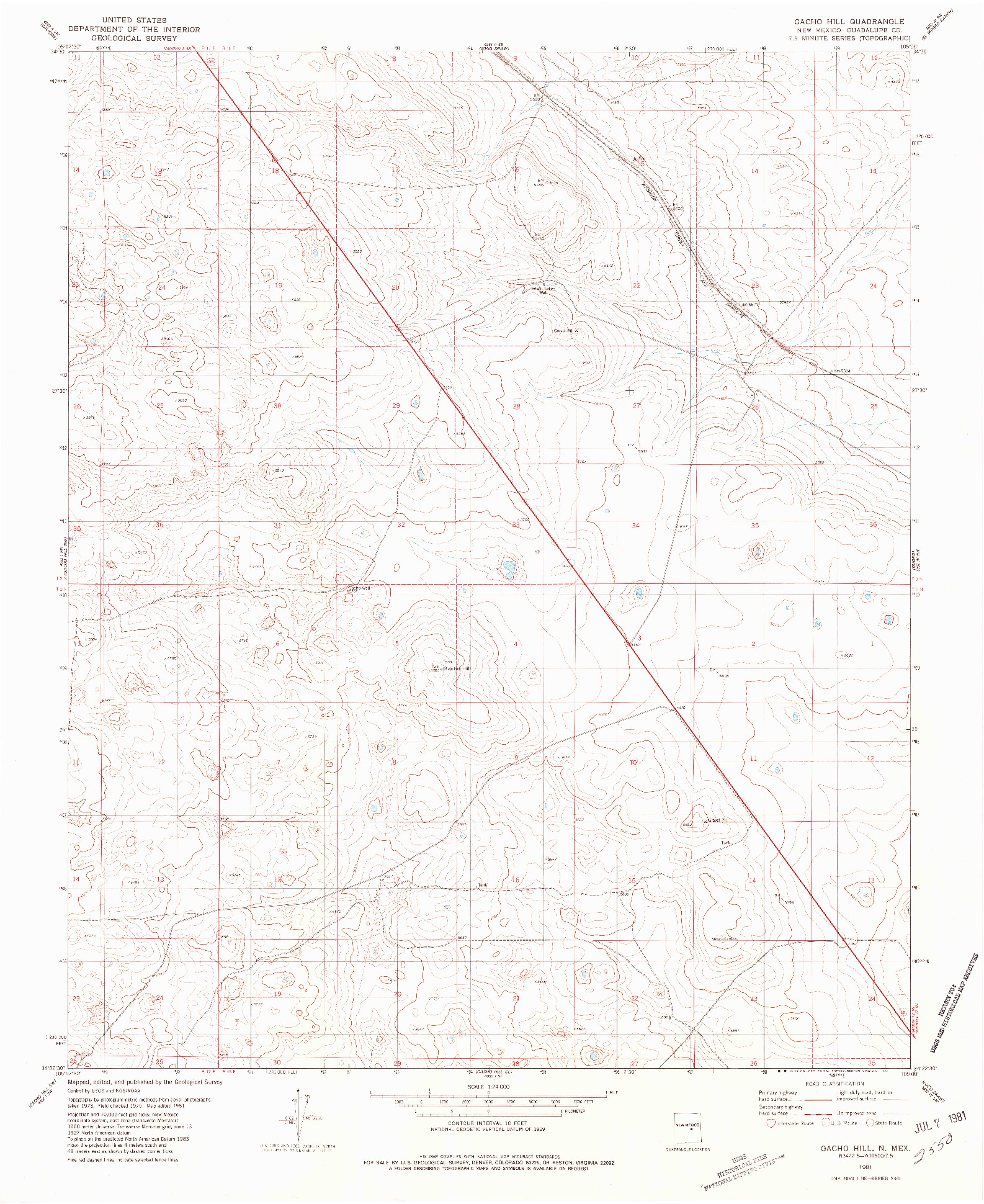 USGS 1:24000-SCALE QUADRANGLE FOR GACHO HILL, NM 1981