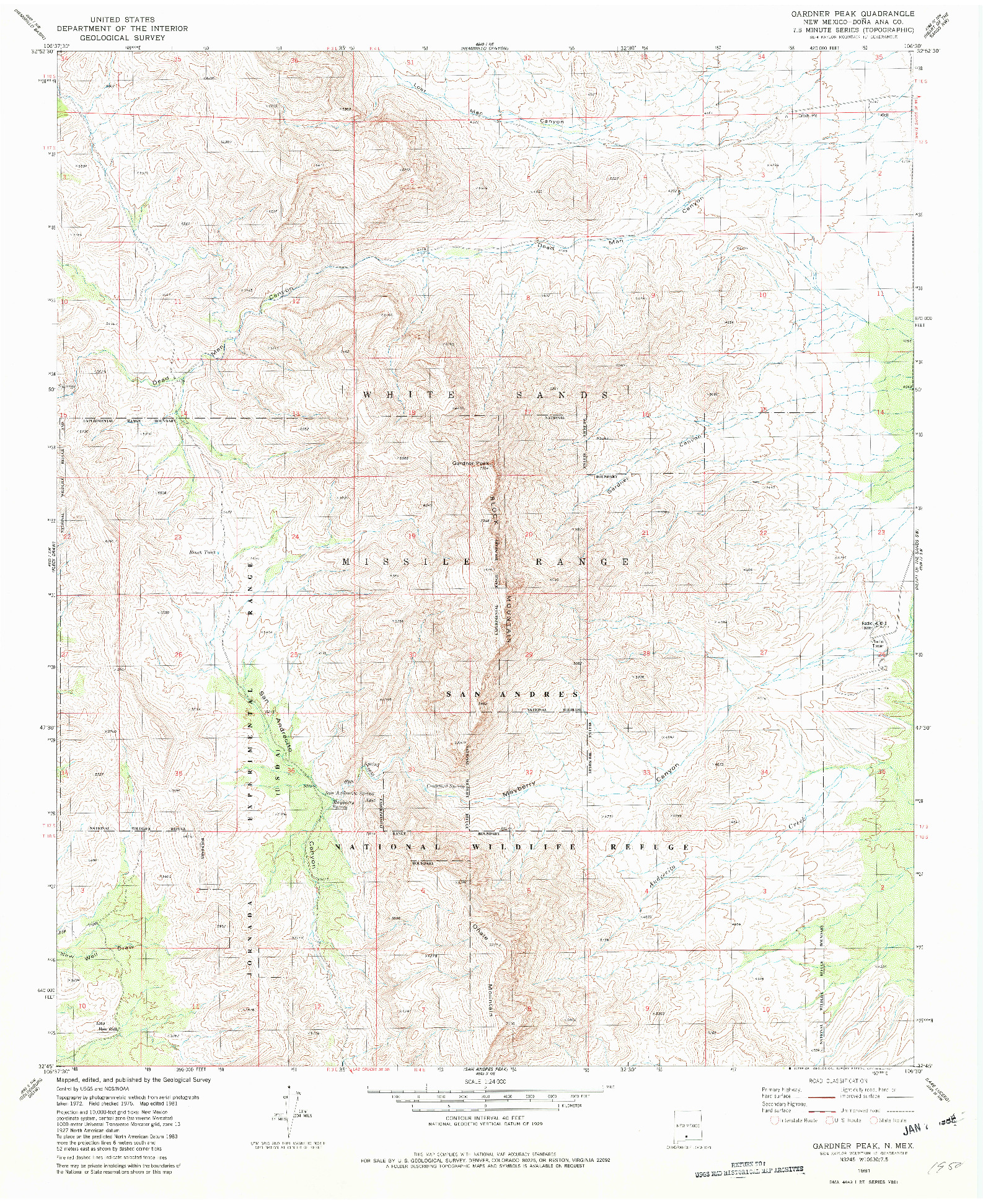 USGS 1:24000-SCALE QUADRANGLE FOR GARDNER PEAK, NM 1981