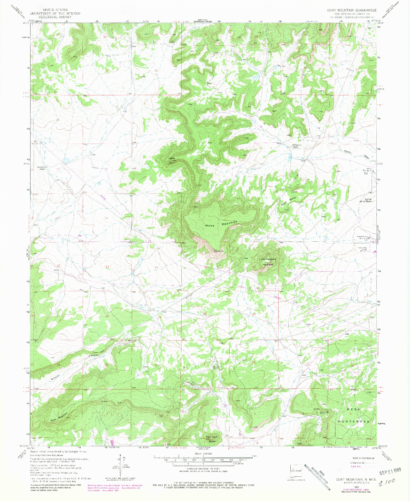 USGS 1:24000-SCALE QUADRANGLE FOR GOAT MOUNTAIN, NM 1957