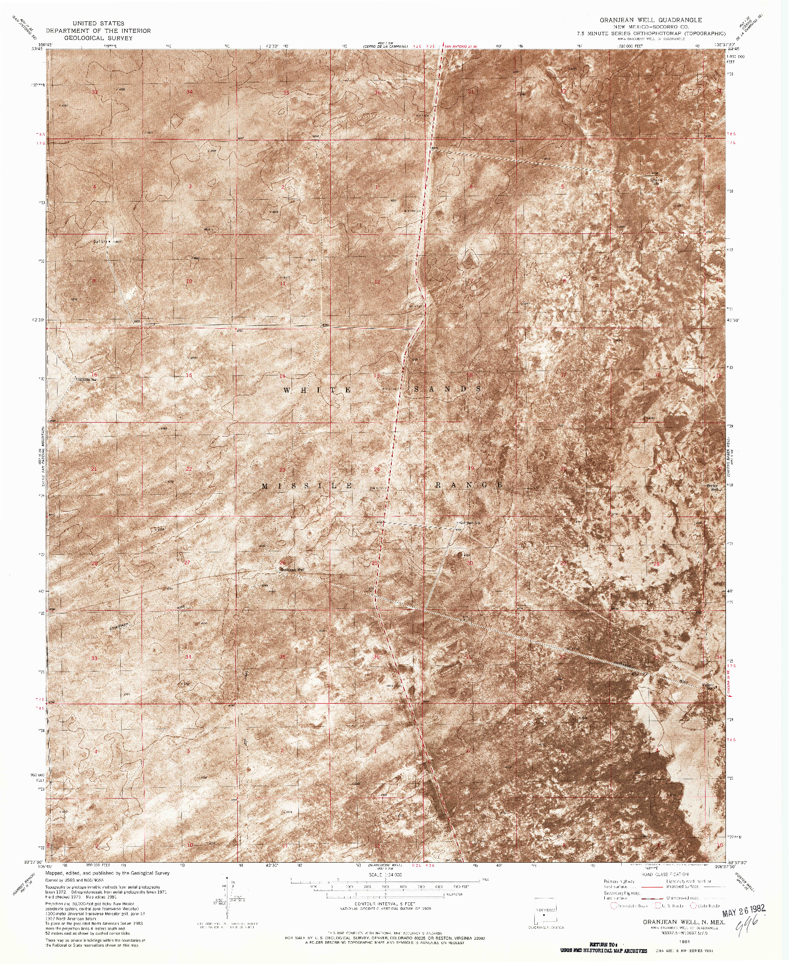 USGS 1:24000-SCALE QUADRANGLE FOR GRANJEAN WELL, NM 1981