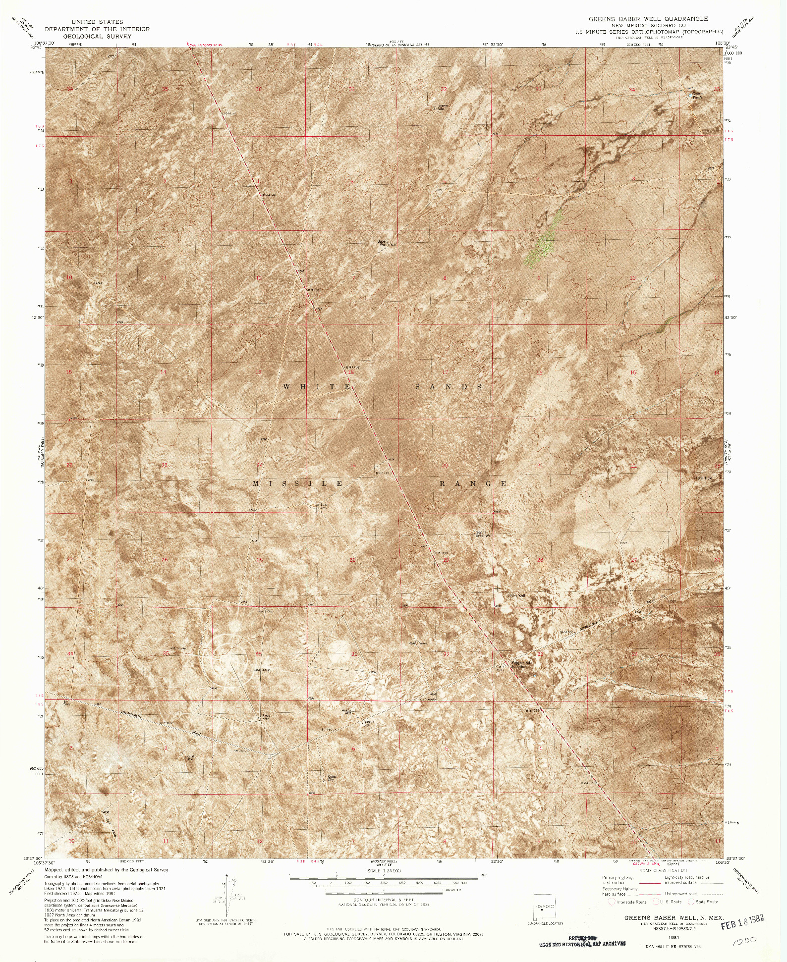 USGS 1:24000-SCALE QUADRANGLE FOR GREENS BABER WELL, NM 1981