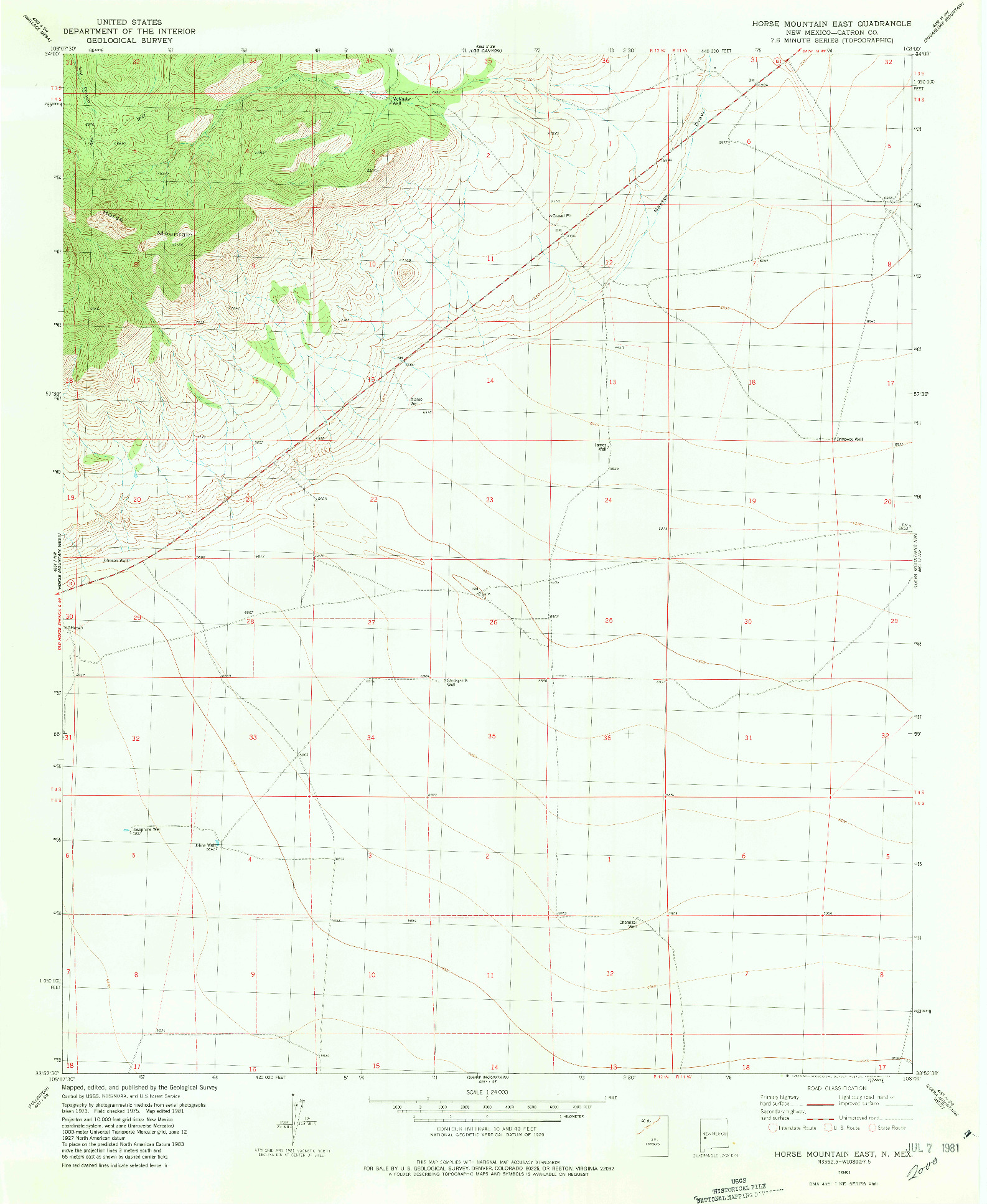 USGS 1:24000-SCALE QUADRANGLE FOR HORSE MOUNTAIN EAST, NM 1981