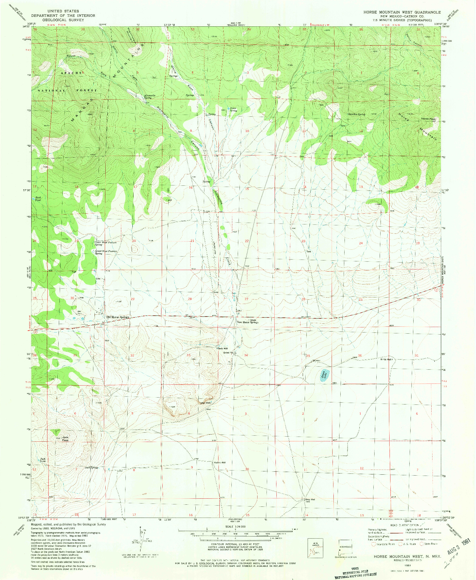 USGS 1:24000-SCALE QUADRANGLE FOR HORSE MOUNTAIN WEST, NM 1981