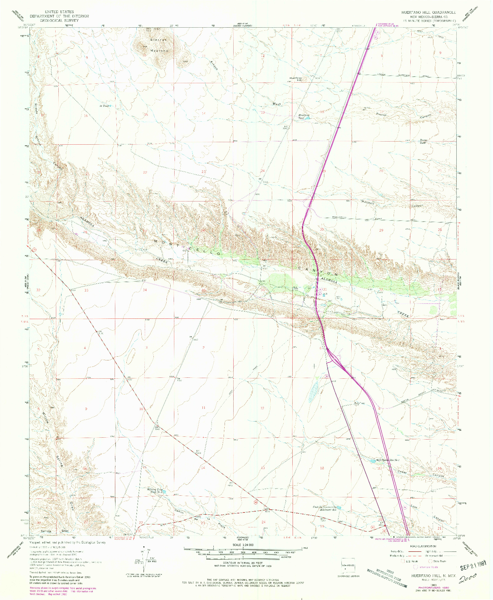 USGS 1:24000-SCALE QUADRANGLE FOR HUERFANO HILL, NM 1961