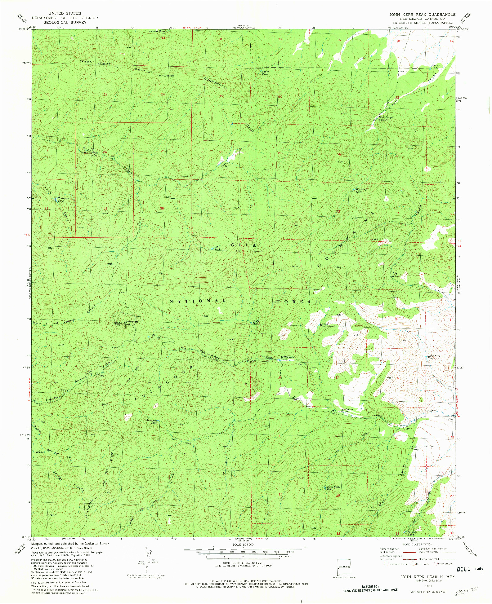 USGS 1:24000-SCALE QUADRANGLE FOR JOHN KERR PEAK, NM 1981