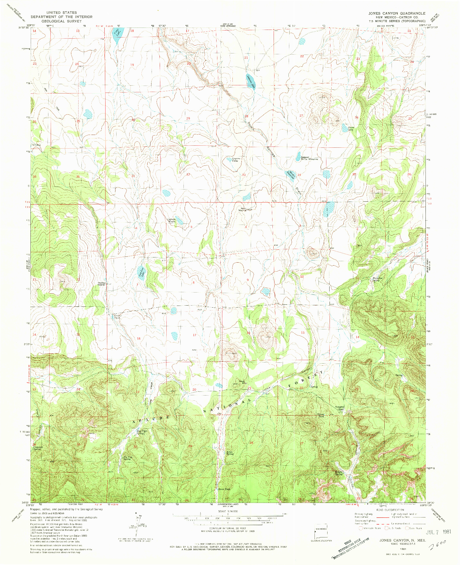 USGS 1:24000-SCALE QUADRANGLE FOR JONES CANYON, NM 1981