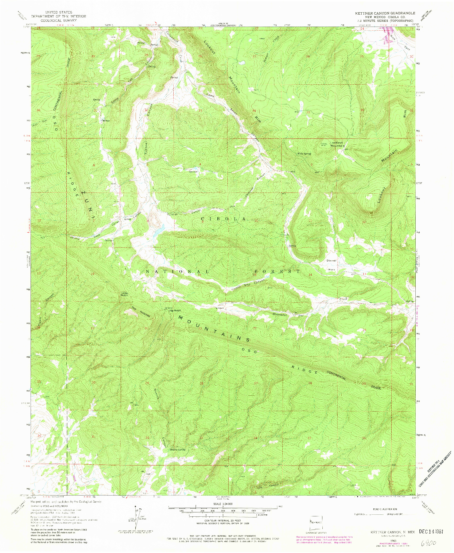 USGS 1:24000-SCALE QUADRANGLE FOR KETTNER CANYON, NM 1963