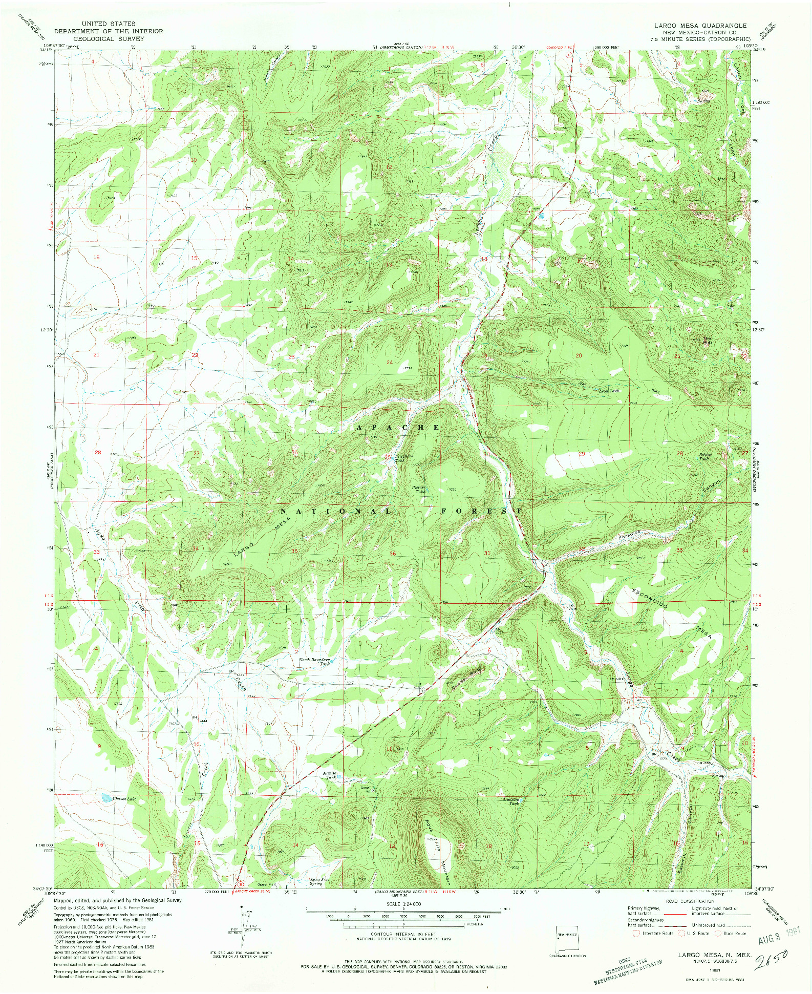 USGS 1:24000-SCALE QUADRANGLE FOR LARGO MESA, NM 1981