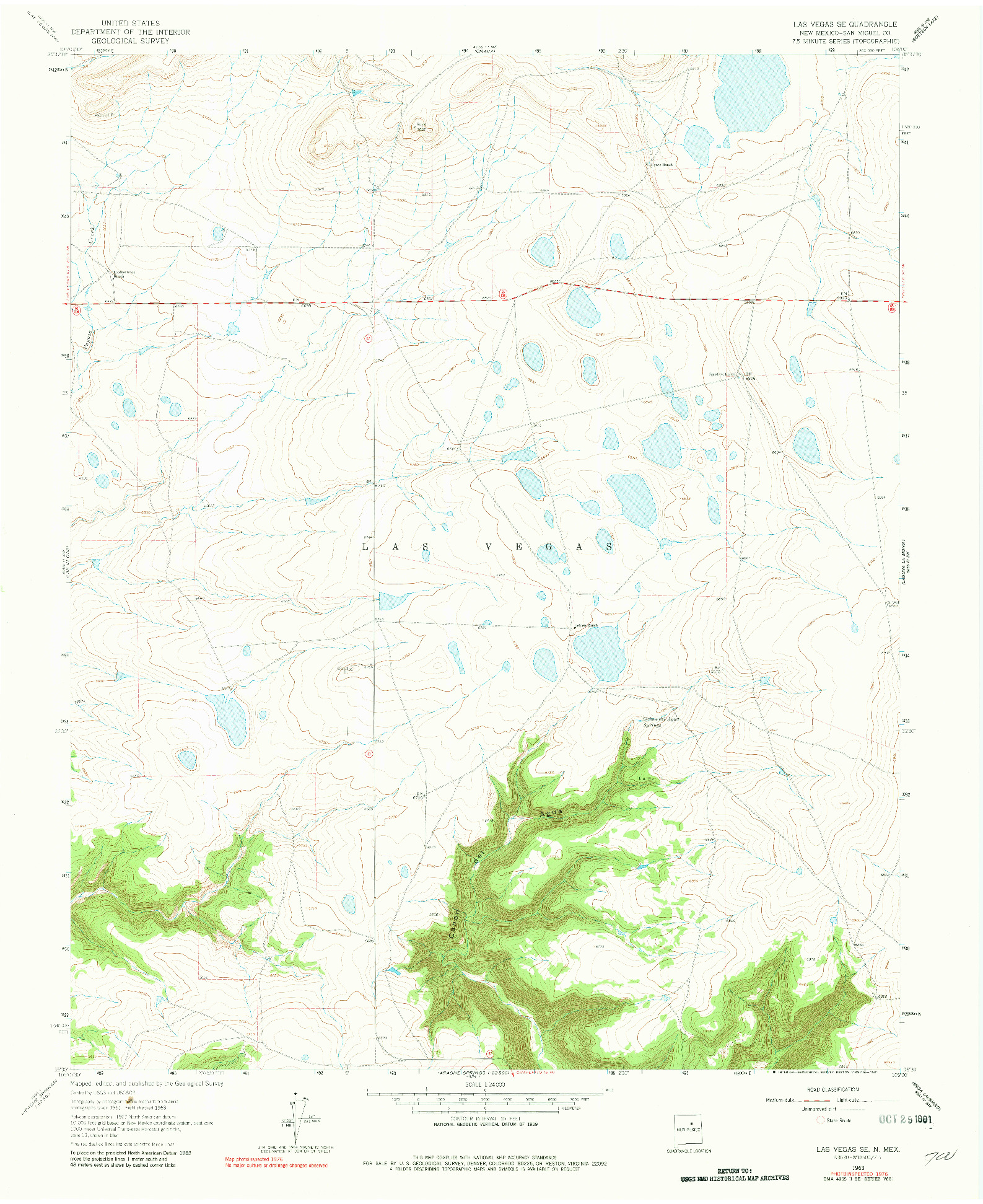 USGS 1:24000-SCALE QUADRANGLE FOR LAS VEGAS SE, NM 1963