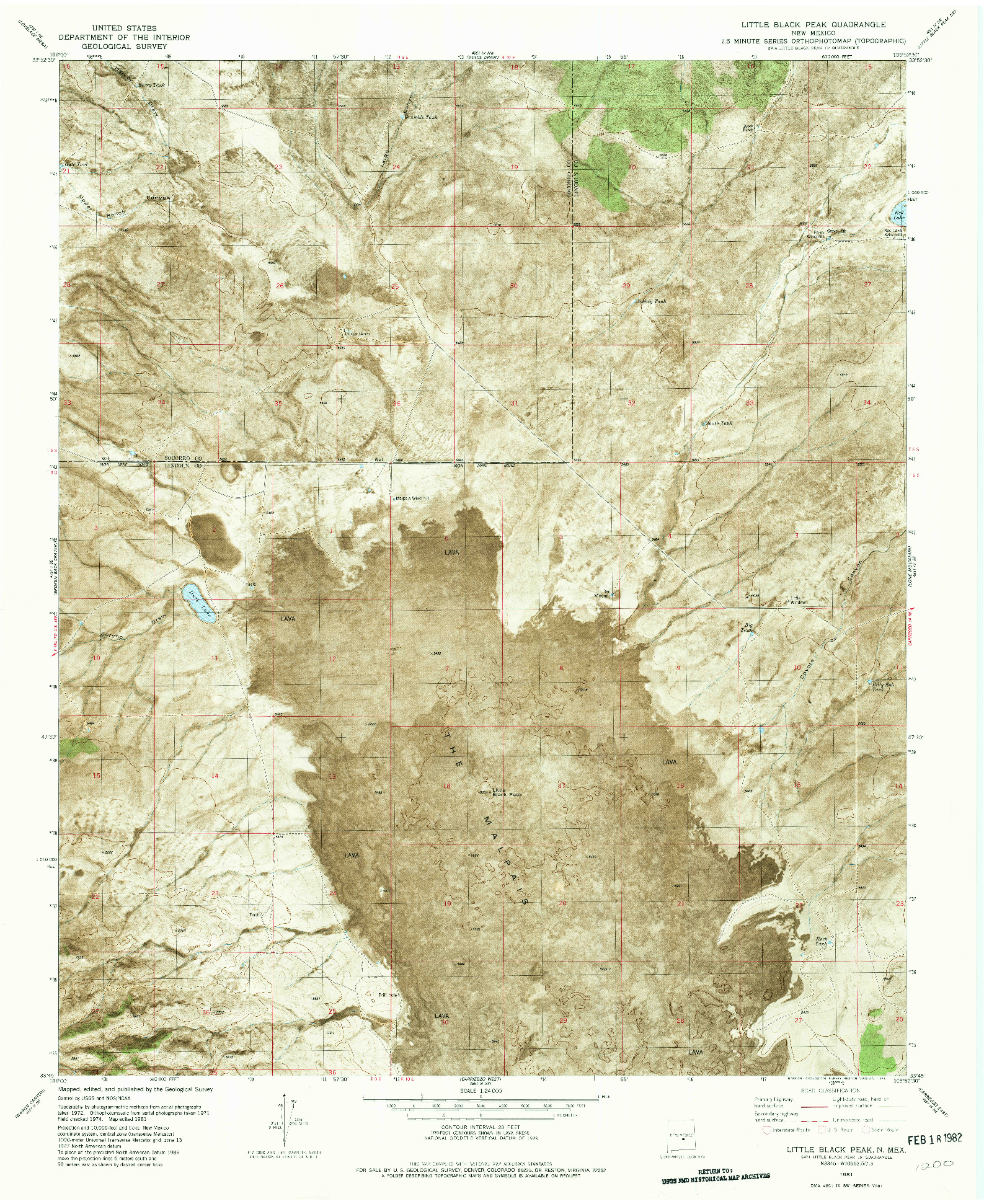 USGS 1:24000-SCALE QUADRANGLE FOR LITTLE BLACK PEAK, NM 1981