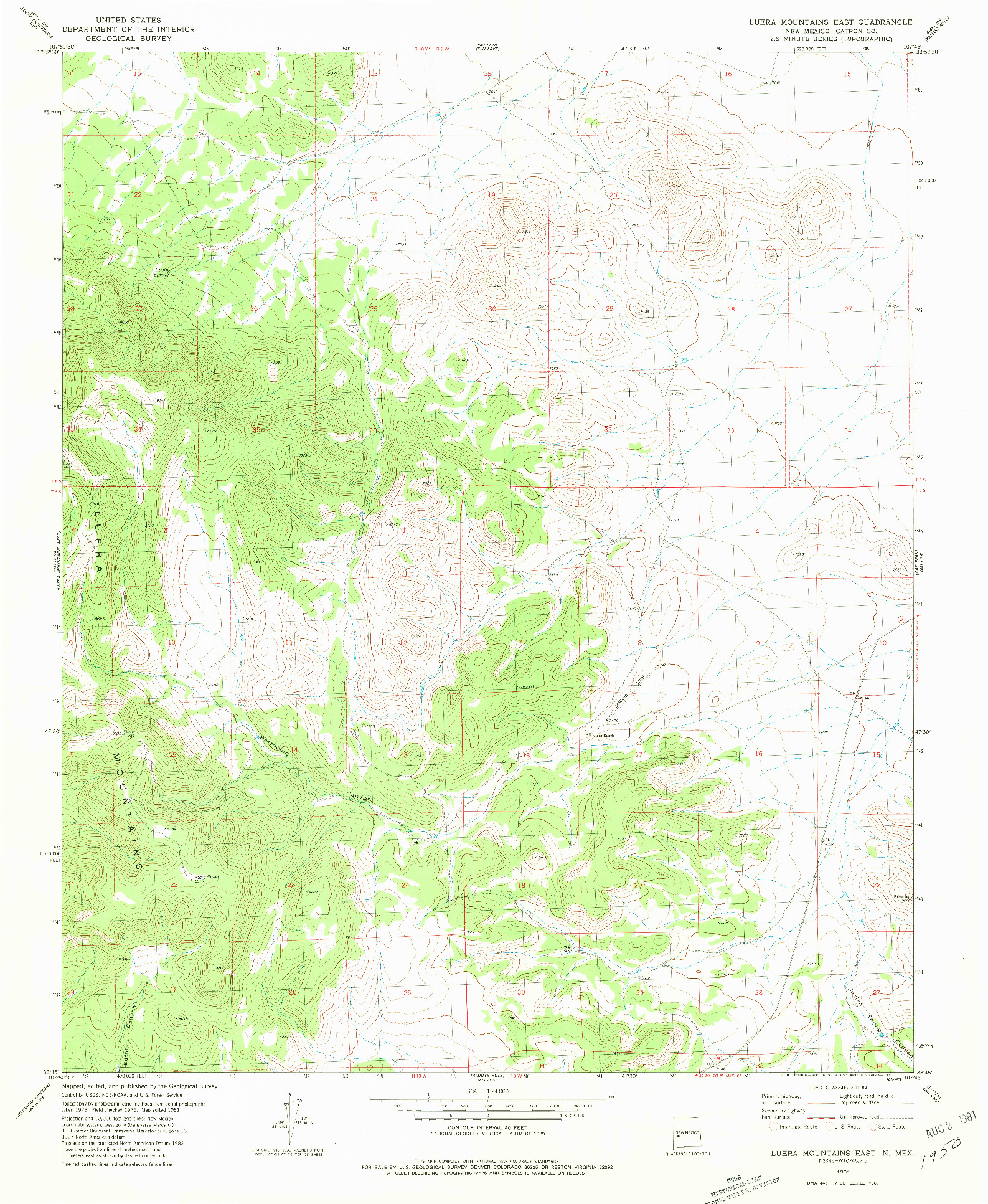 USGS 1:24000-SCALE QUADRANGLE FOR LUERA MOUNTAINS EAST, NM 1981