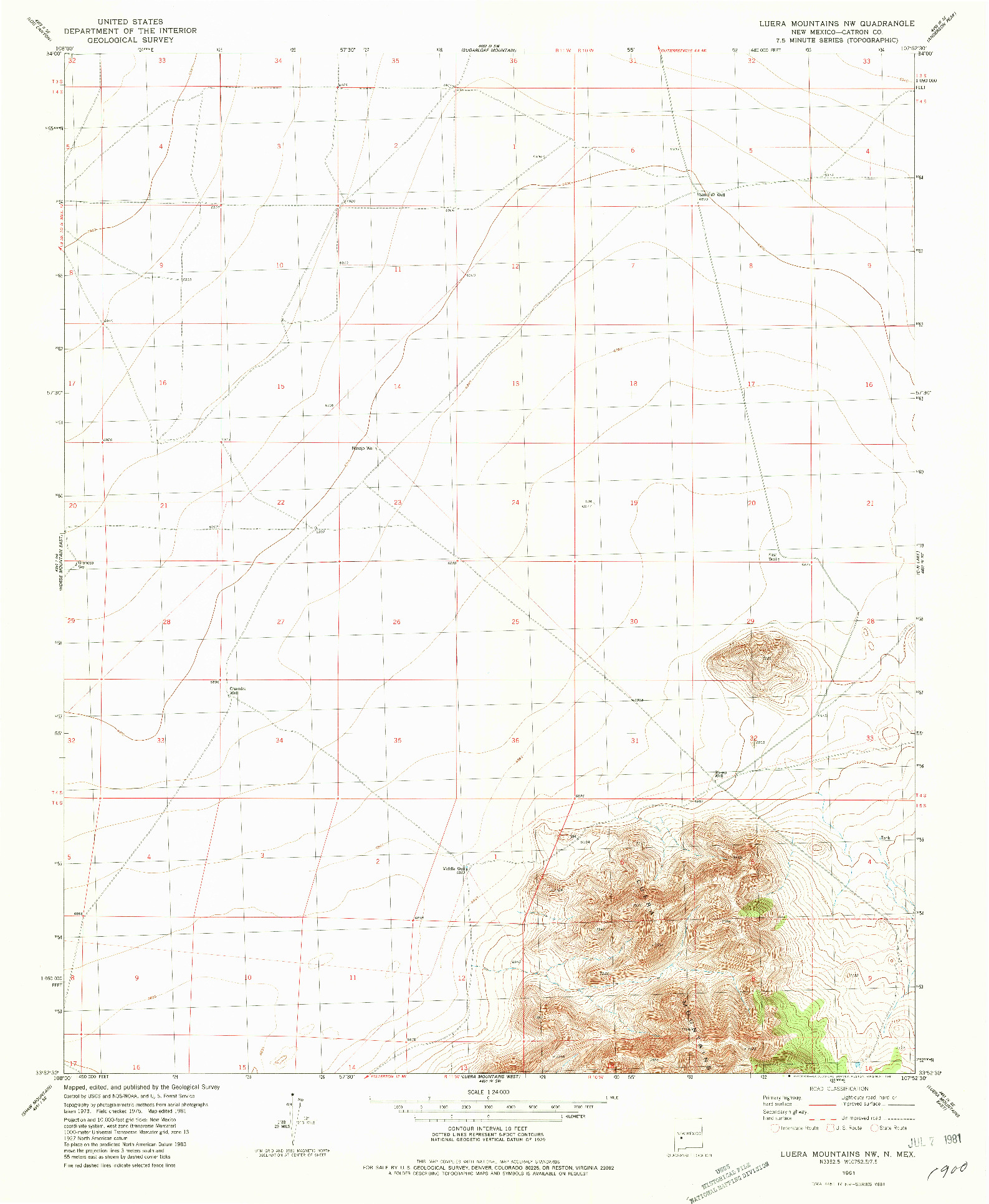 USGS 1:24000-SCALE QUADRANGLE FOR LUERA MOUNTAINS NW, NM 1981