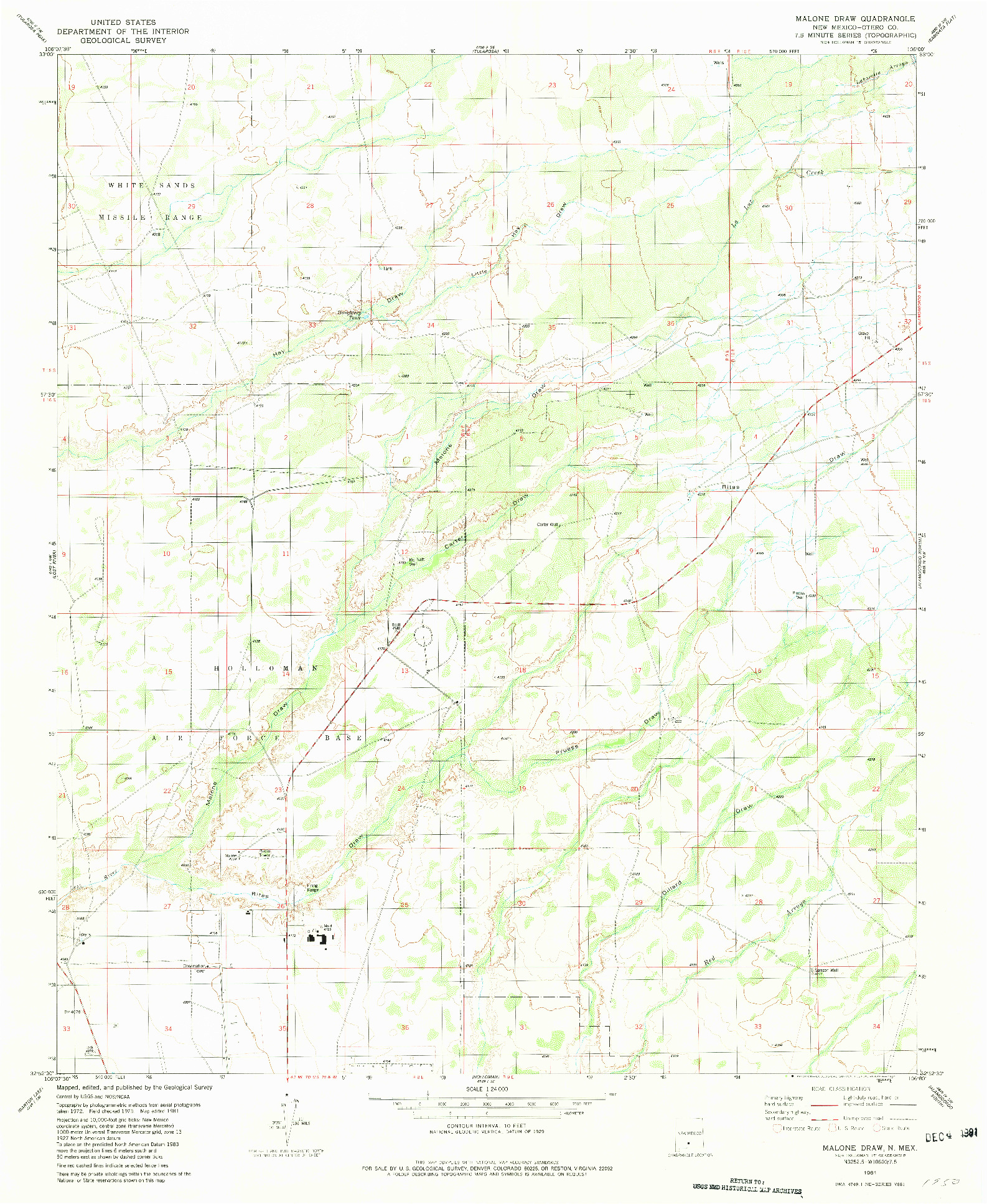 USGS 1:24000-SCALE QUADRANGLE FOR MALONE DRAW, NM 1981