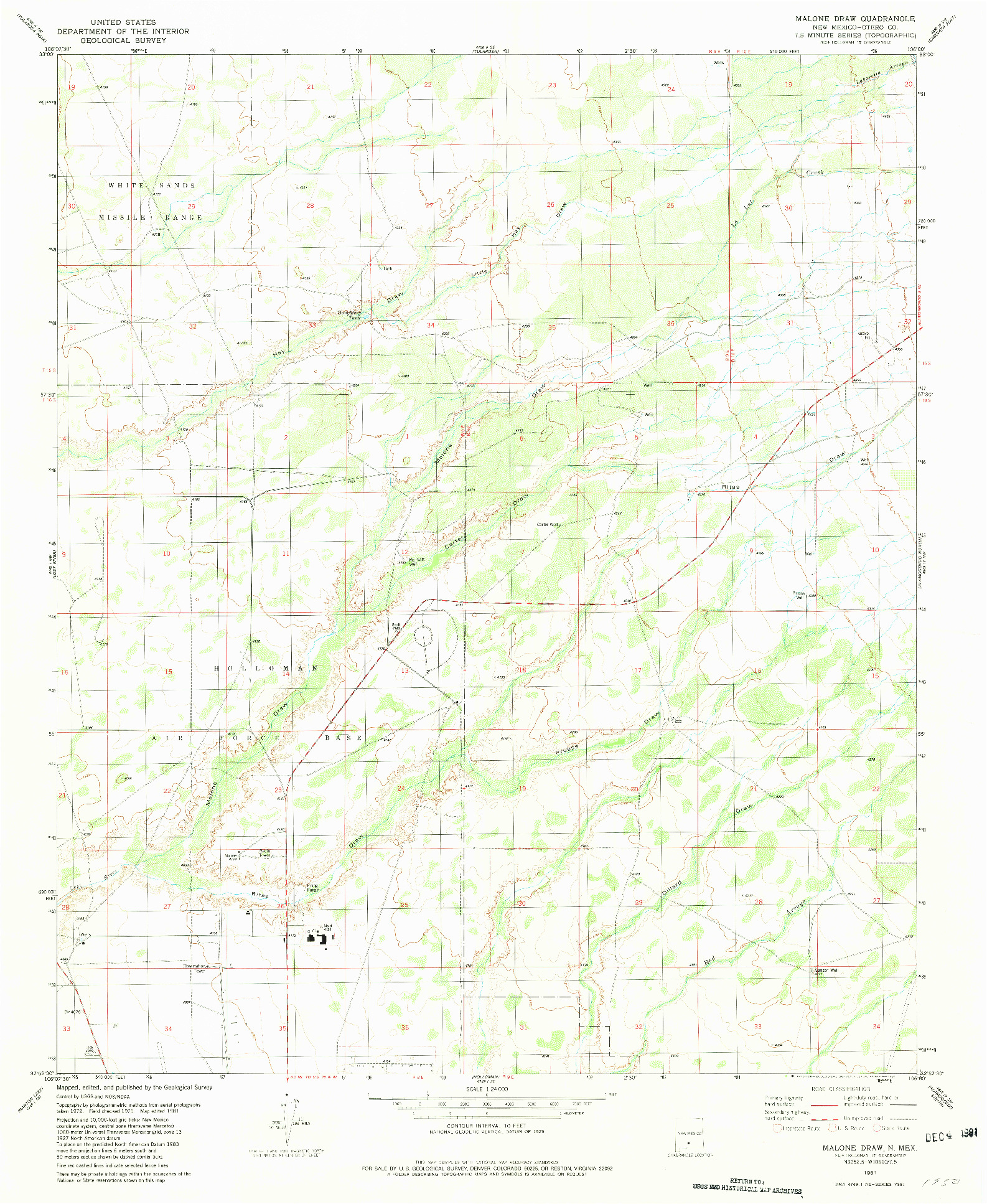 USGS 1:24000-SCALE QUADRANGLE FOR MALONE DRAW, NM 1981