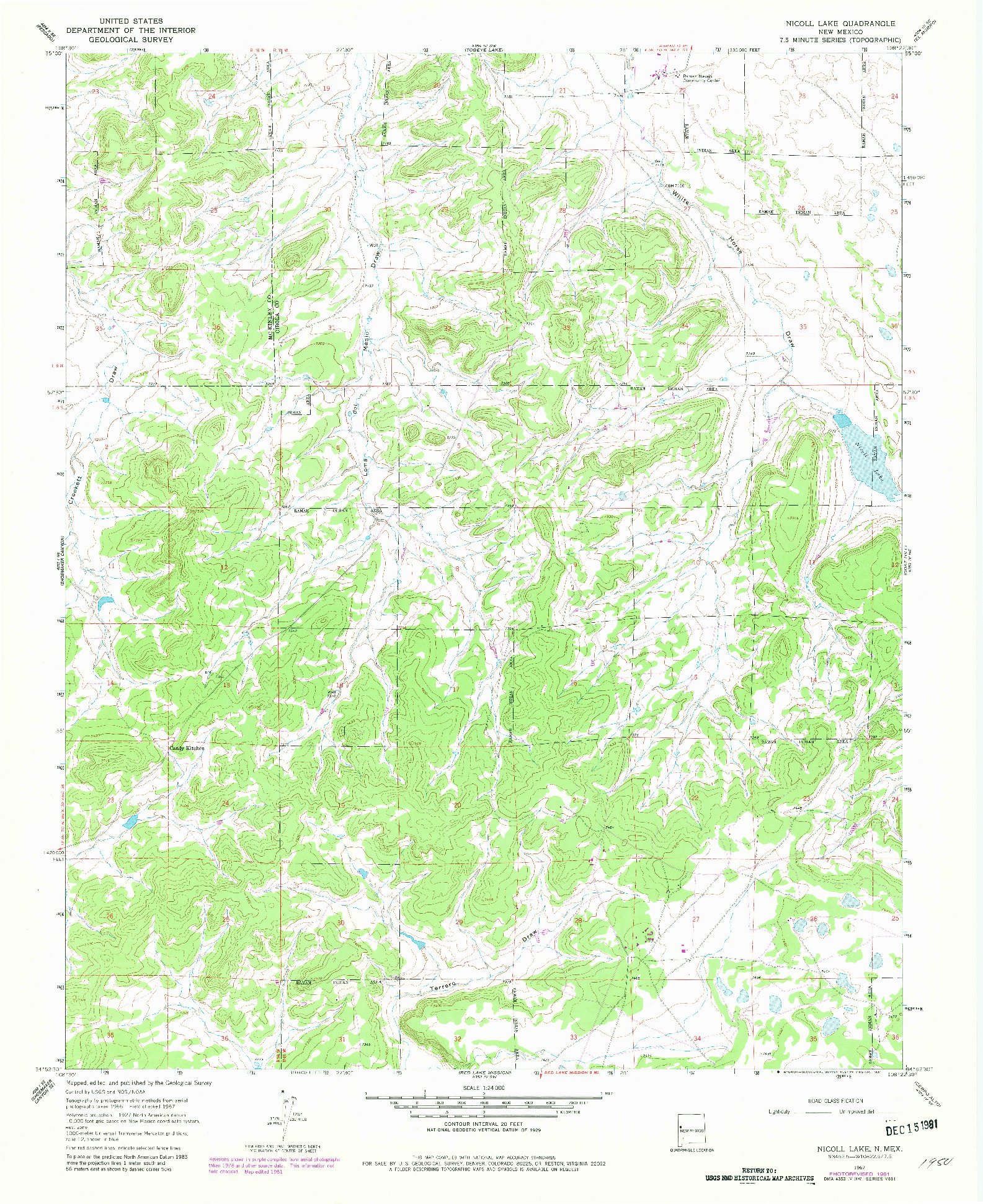 USGS 1:24000-SCALE QUADRANGLE FOR NICOLL LAKE, NM 1967