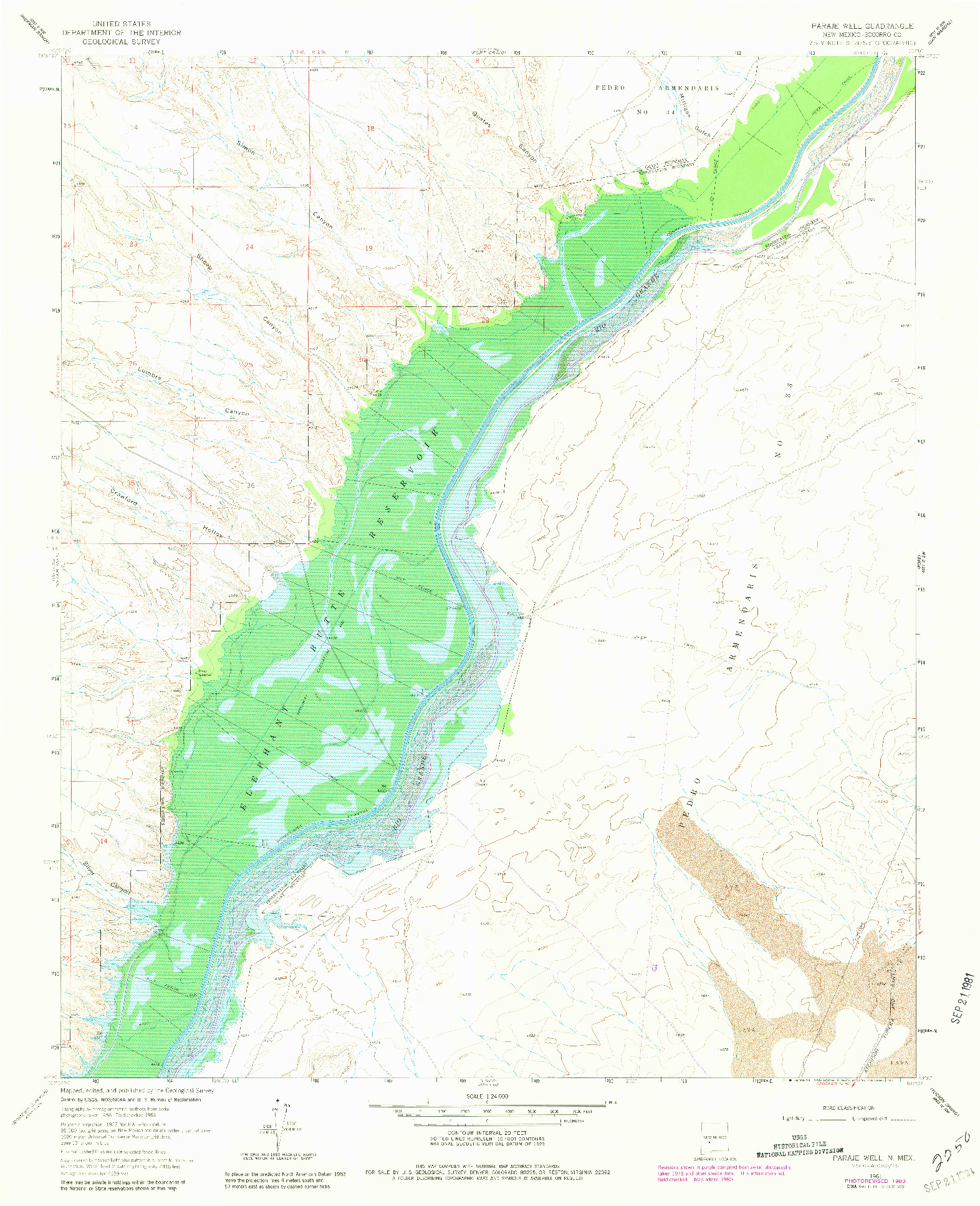 USGS 1:24000-SCALE QUADRANGLE FOR PARAJE WELL, NM 1961