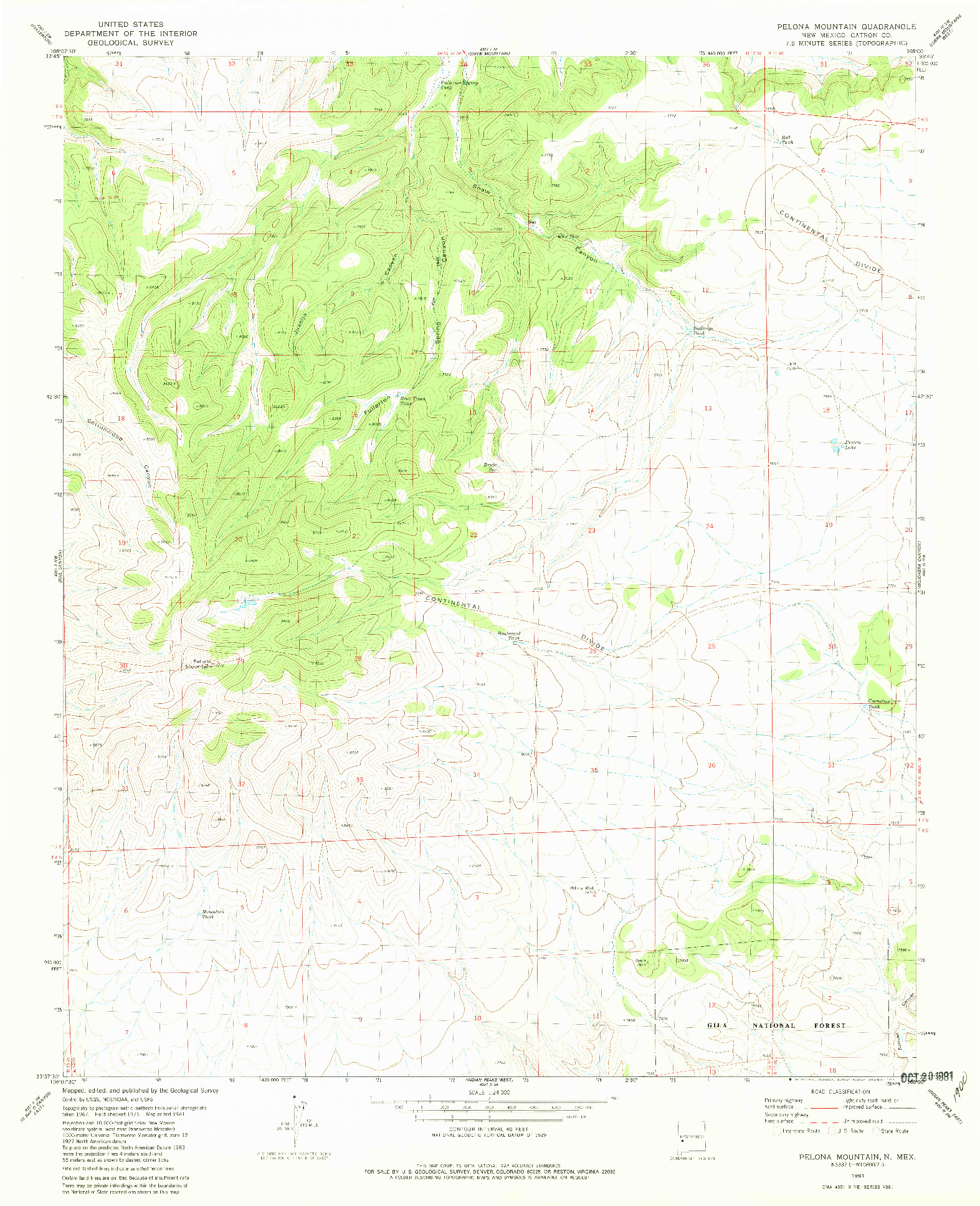 USGS 1:24000-SCALE QUADRANGLE FOR PELONA MOUNTAIN, NM 1981