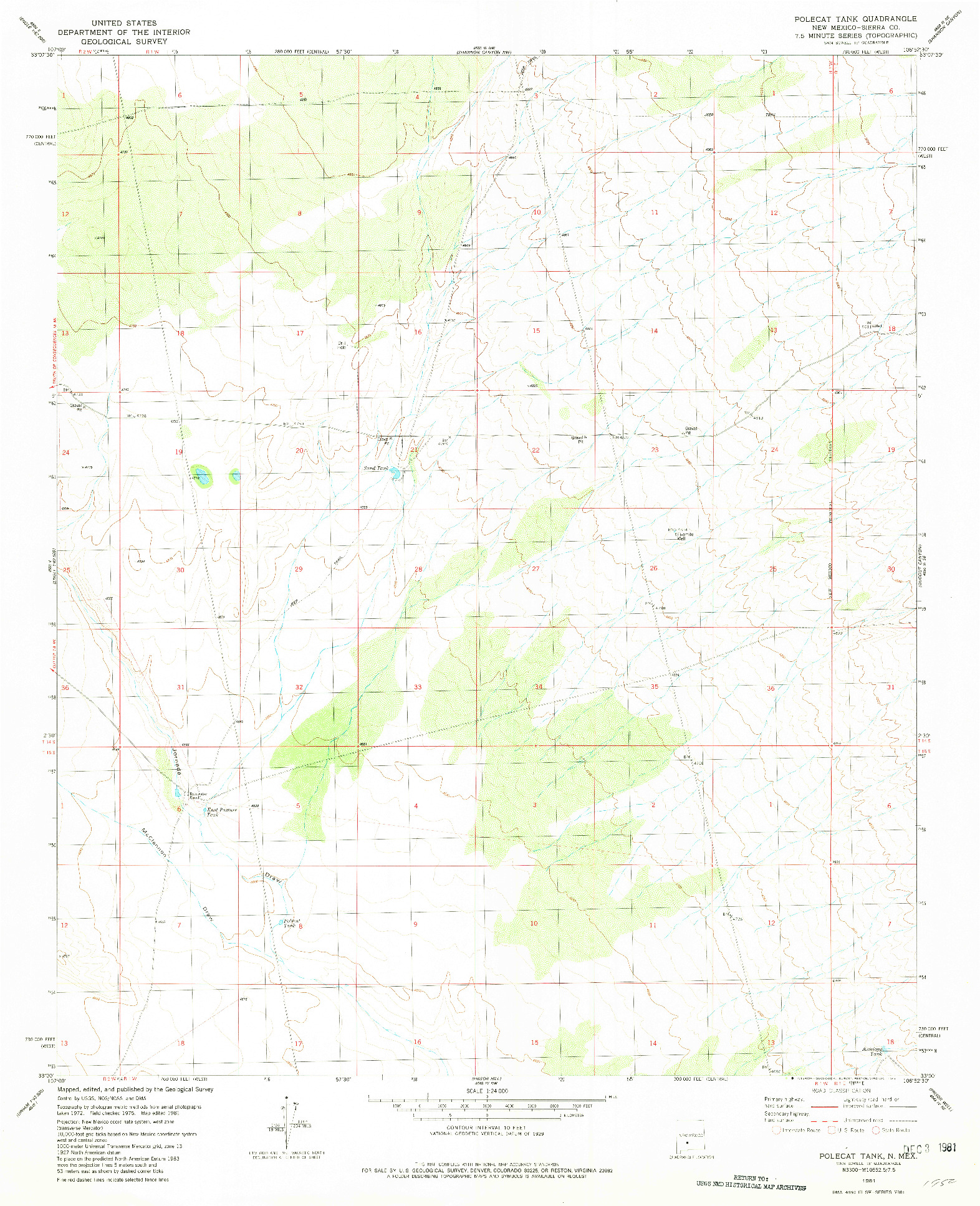 USGS 1:24000-SCALE QUADRANGLE FOR POLECAT TANK, NM 1981