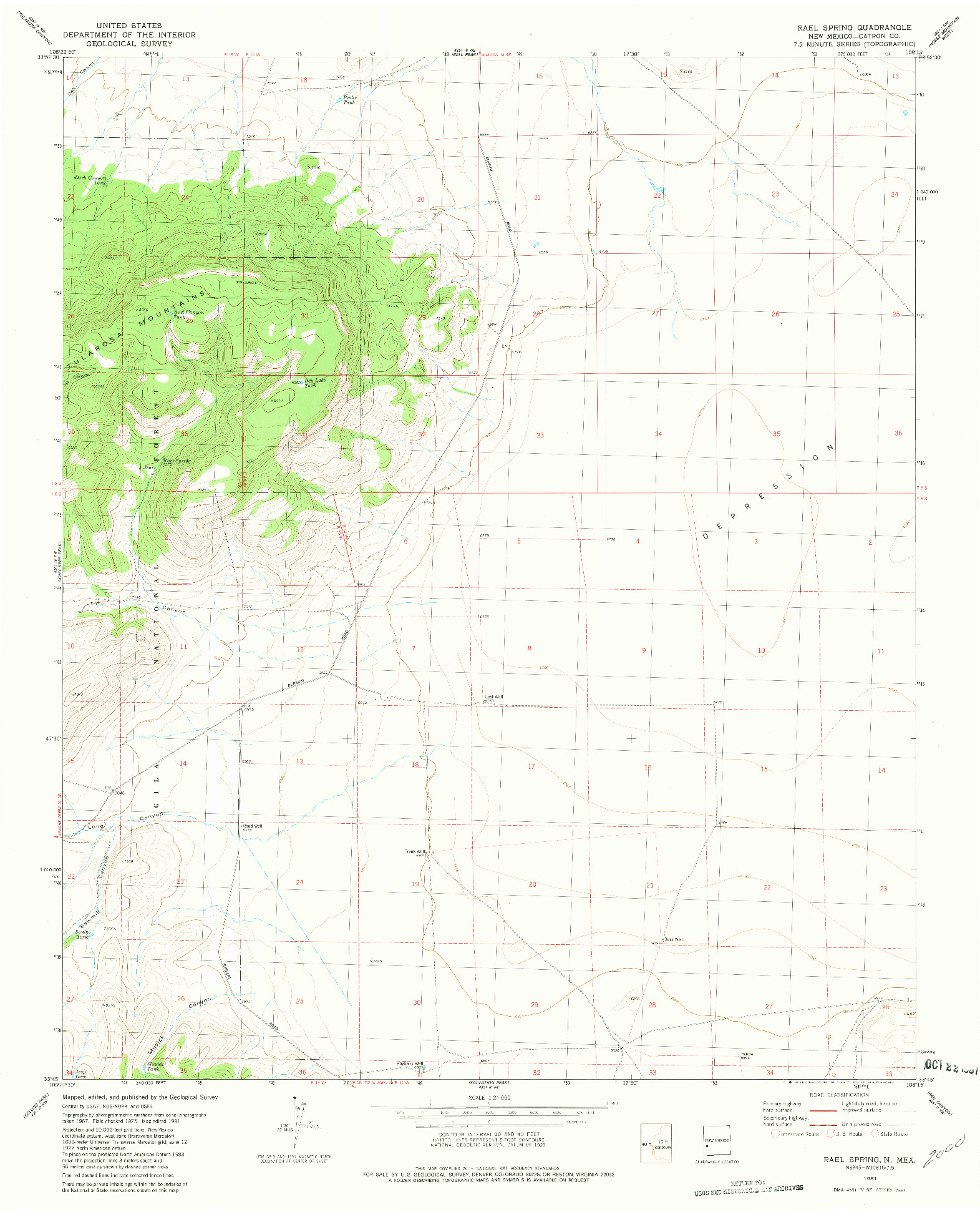 USGS 1:24000-SCALE QUADRANGLE FOR RAEL SPRING, NM 1981