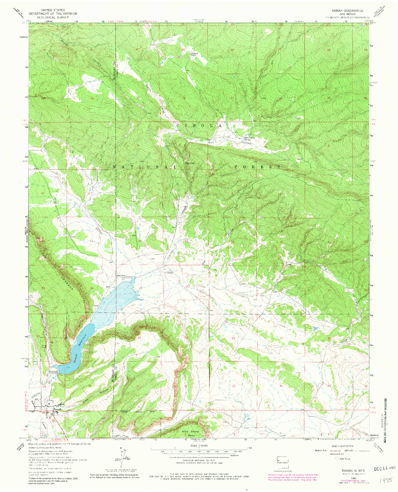 USGS 1:24000-SCALE QUADRANGLE FOR RAMAH, NM 1963