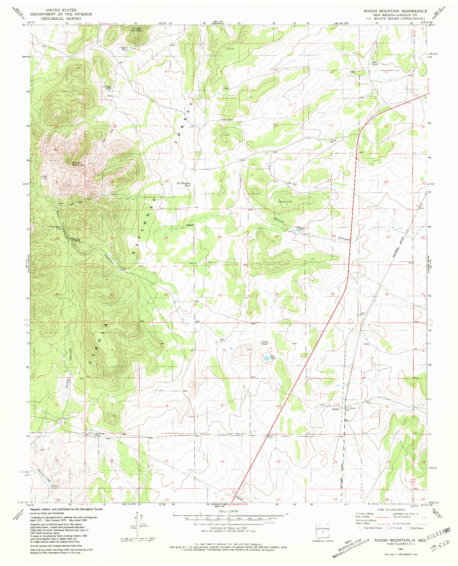 USGS 1:24000-SCALE QUADRANGLE FOR ROUGH MOUNTAIN, NM 1981