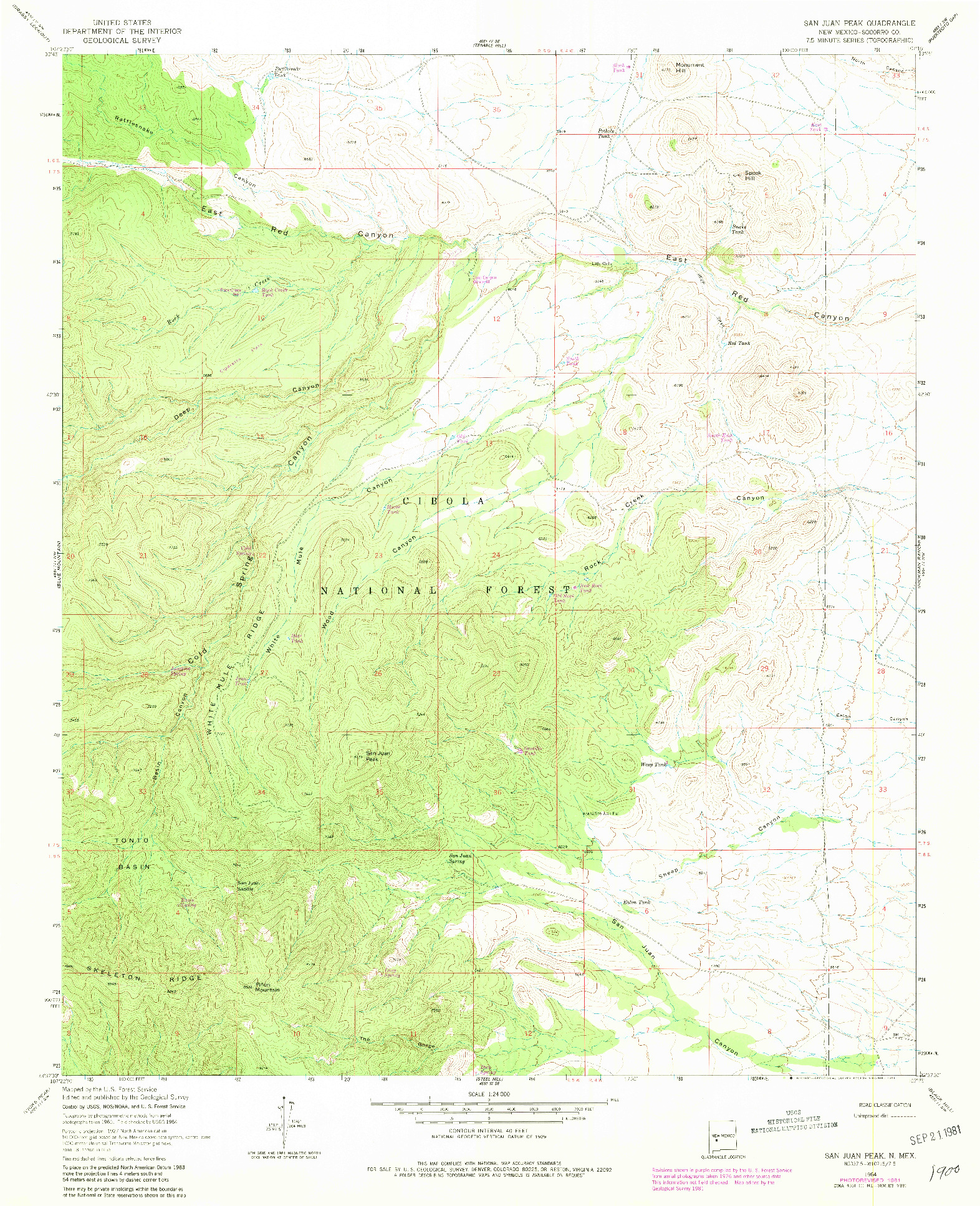 USGS 1:24000-SCALE QUADRANGLE FOR SAN JUAN PEAK, NM 1964