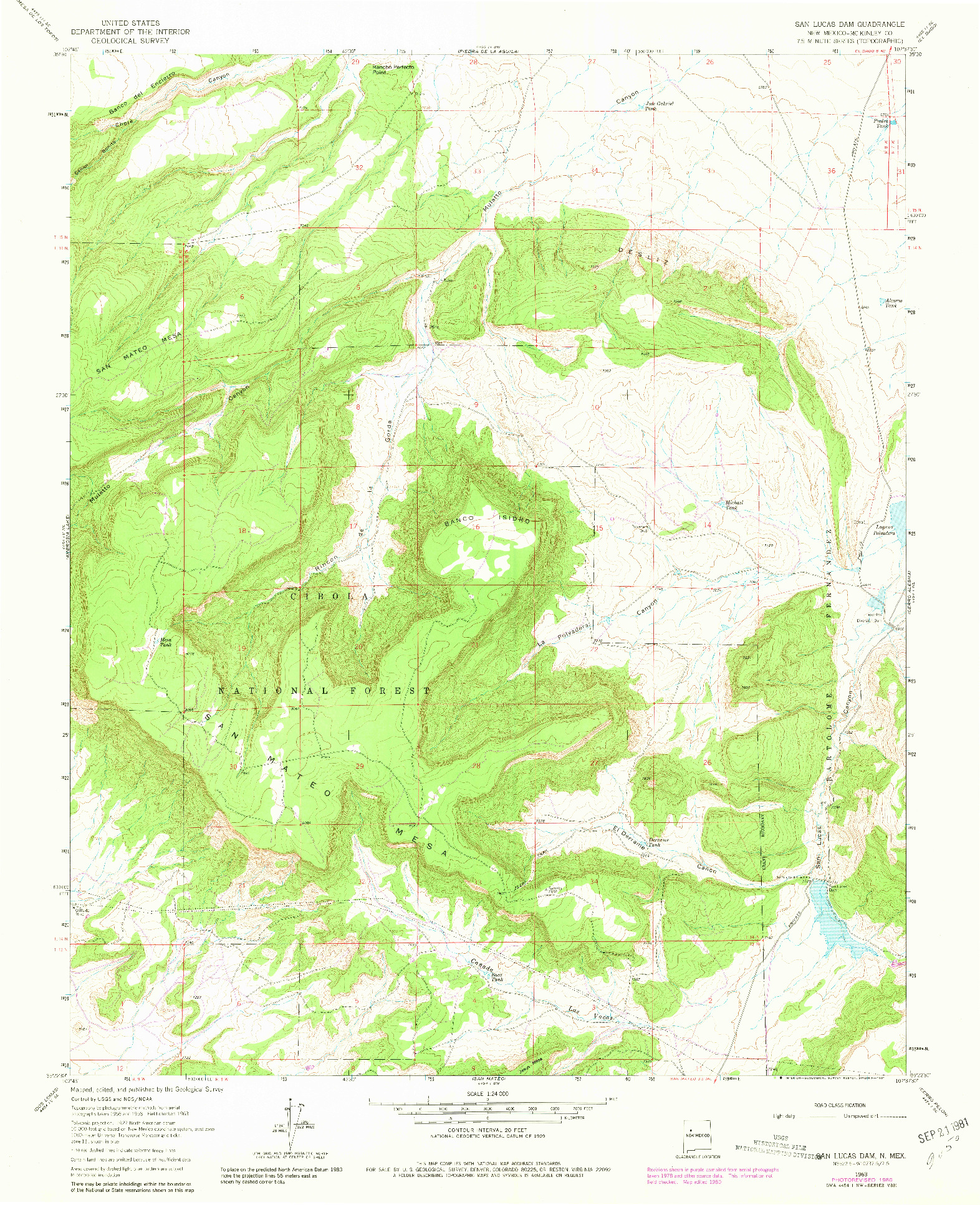 USGS 1:24000-SCALE QUADRANGLE FOR SAN LUCAS DAM, NM 1963