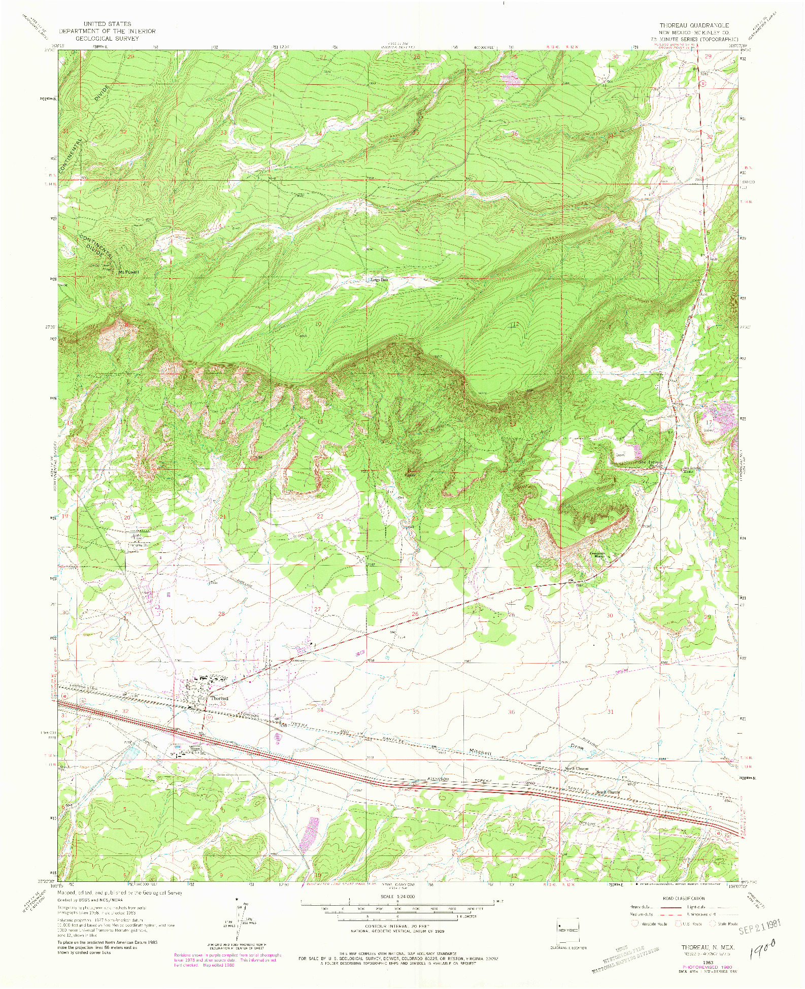 USGS 1:24000-SCALE QUADRANGLE FOR THOREAU, NM 1963