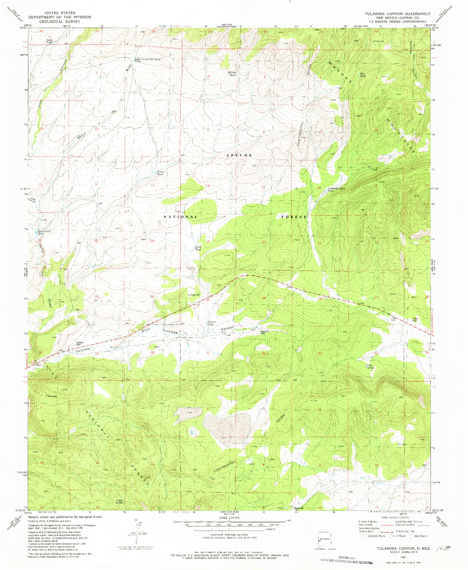USGS 1:24000-SCALE QUADRANGLE FOR TULAROSA CANYON, NM 1981