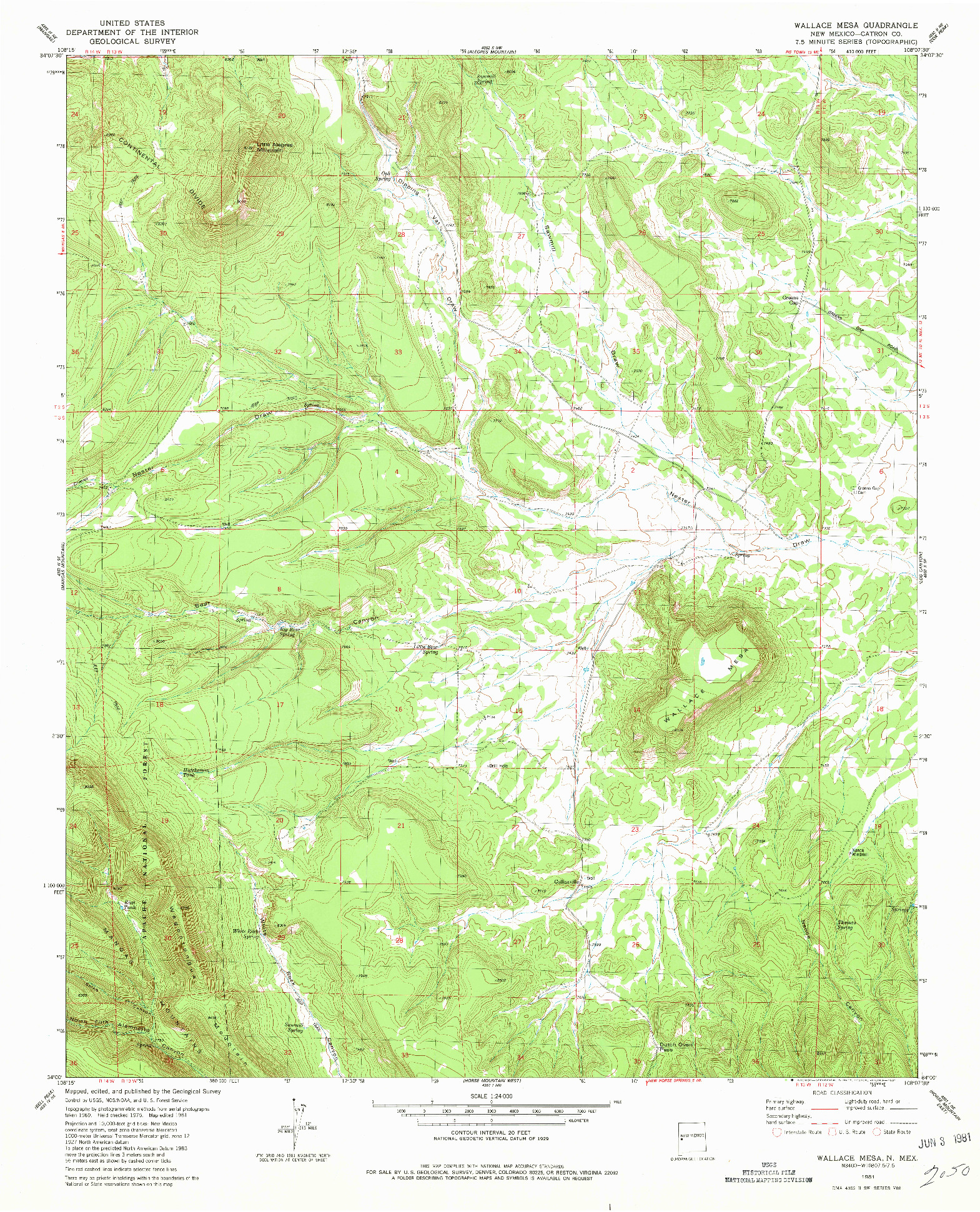 USGS 1:24000-SCALE QUADRANGLE FOR WALLACE MESA, NM 1981
