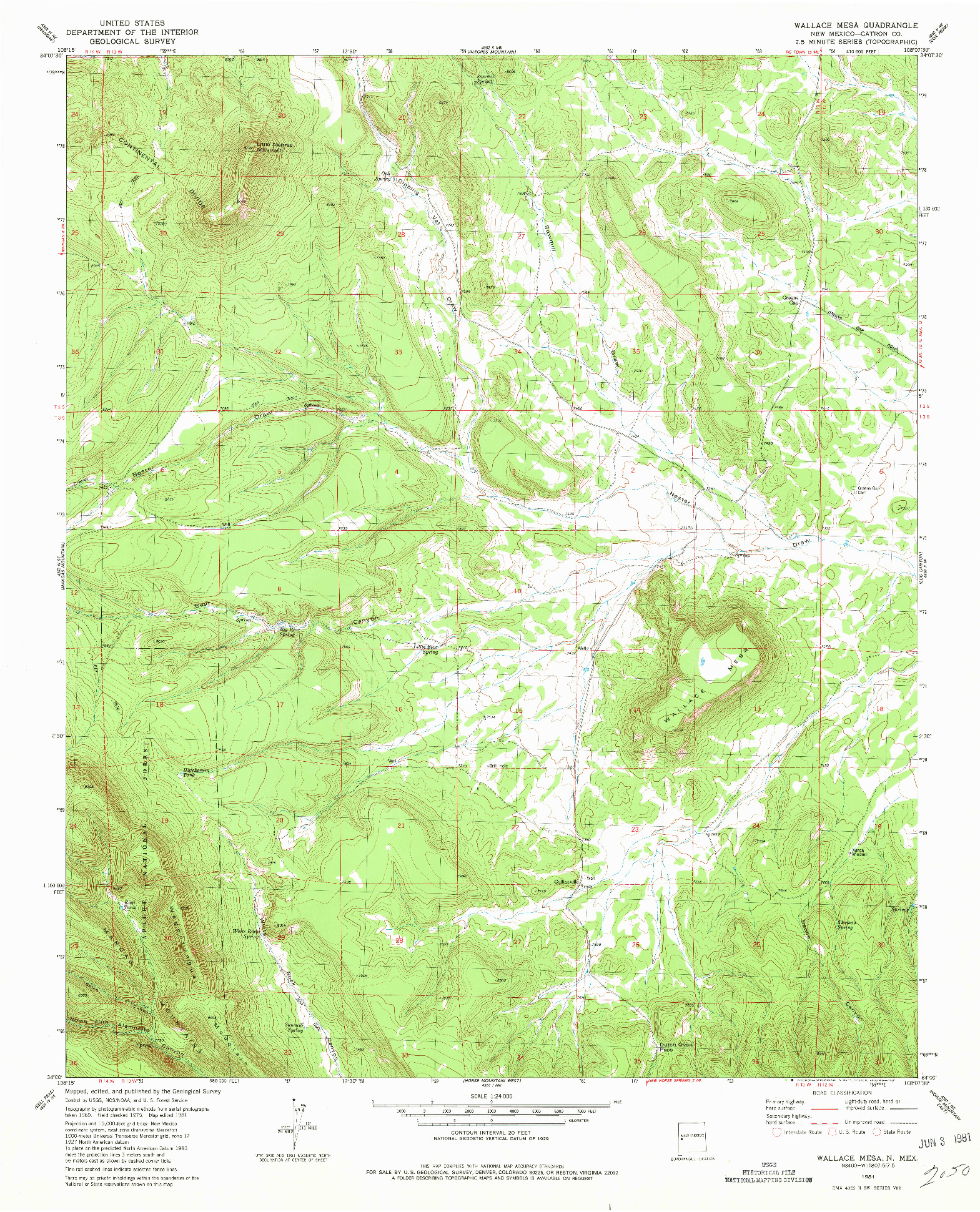 USGS 1:24000-SCALE QUADRANGLE FOR WALLACE MESA, NM 1981