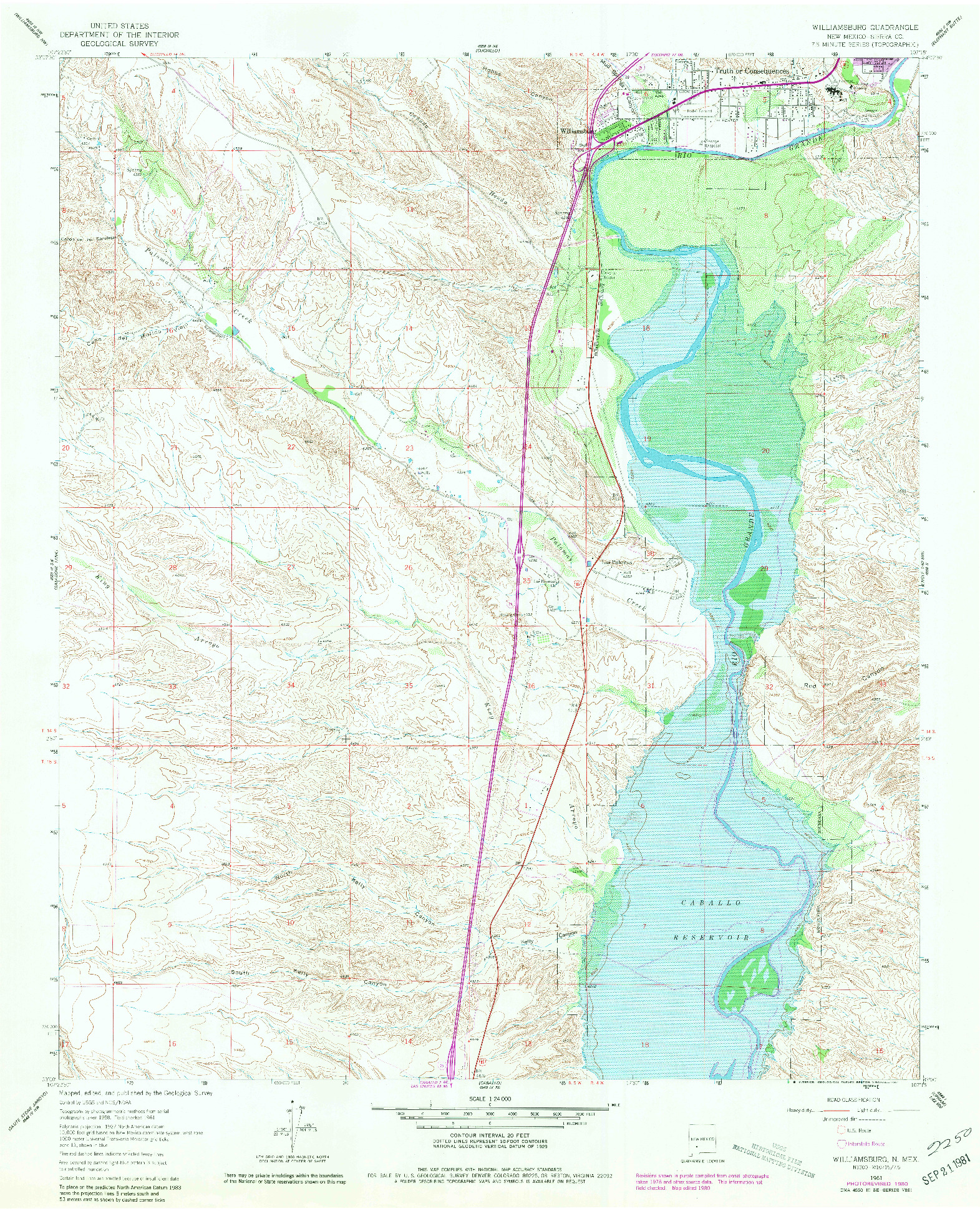 USGS 1:24000-SCALE QUADRANGLE FOR WILLIAMSBURG, NM 1961