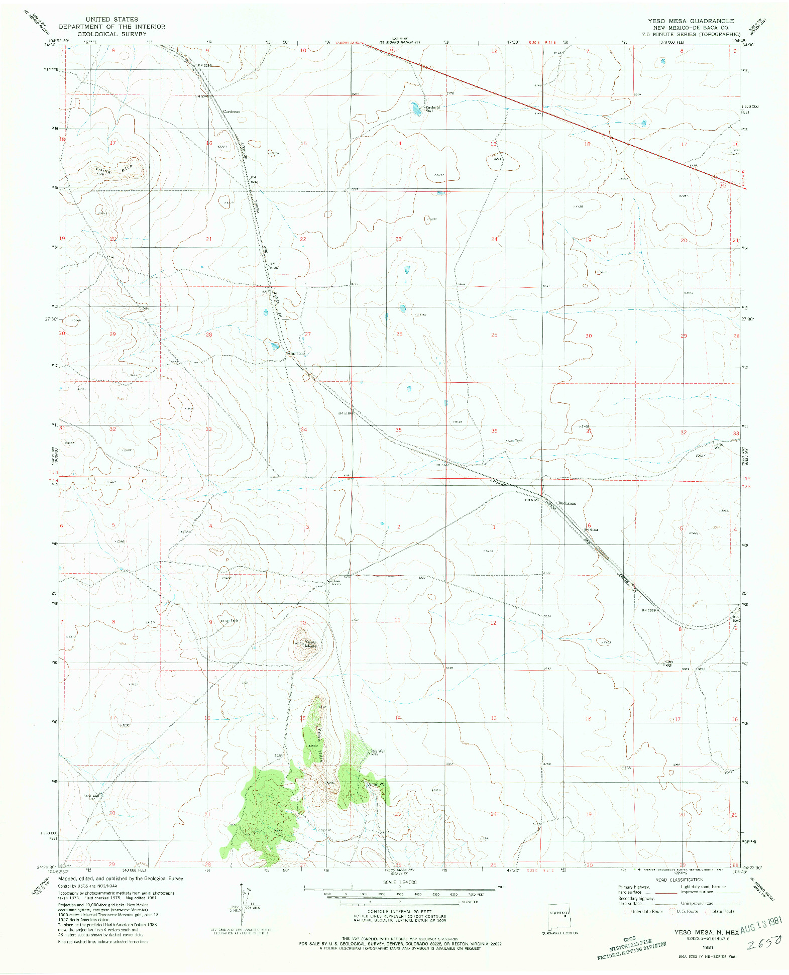 USGS 1:24000-SCALE QUADRANGLE FOR YESO MESA, NM 1981