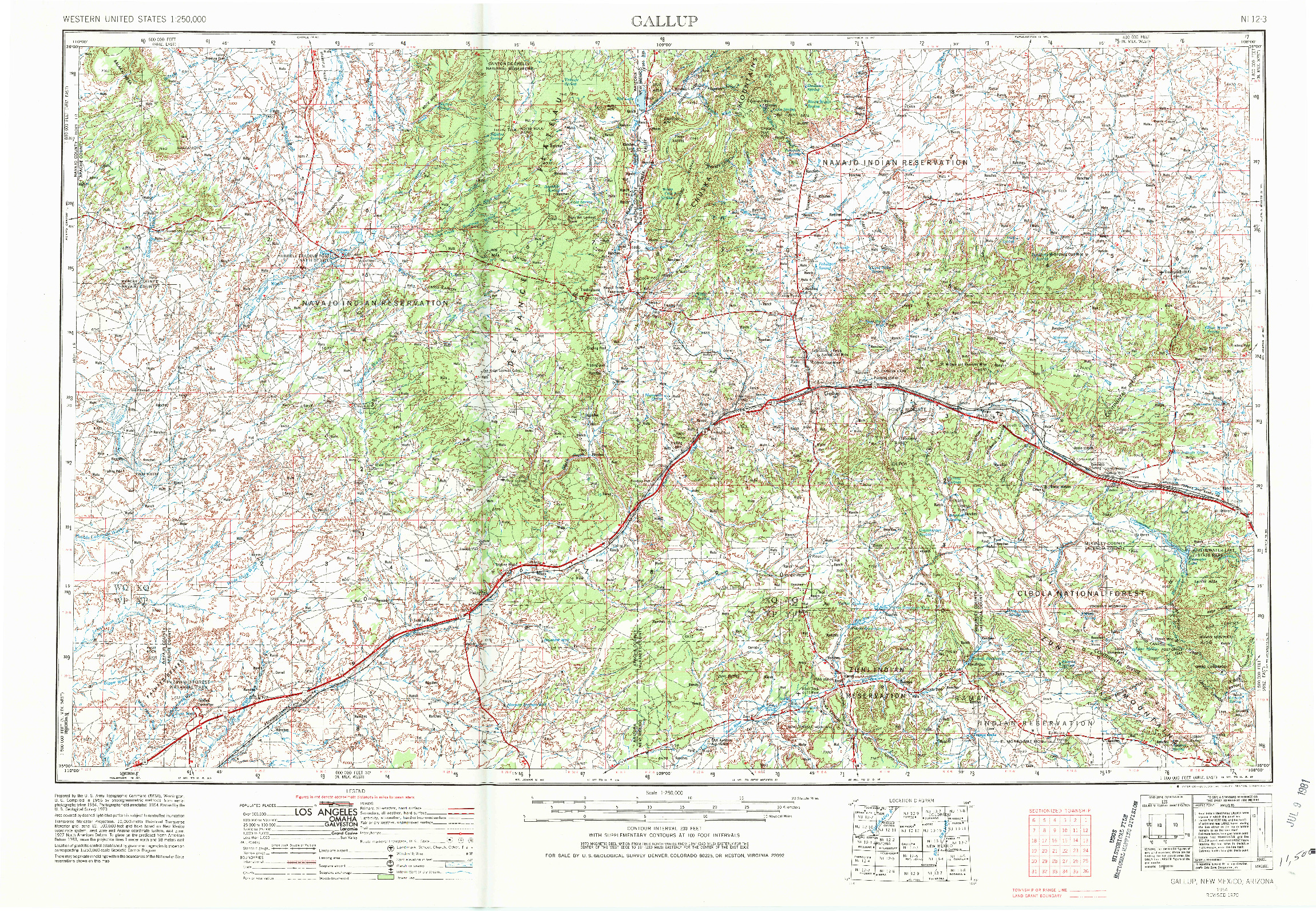 USGS 1:250000-SCALE QUADRANGLE FOR GALLUP, NM 1954