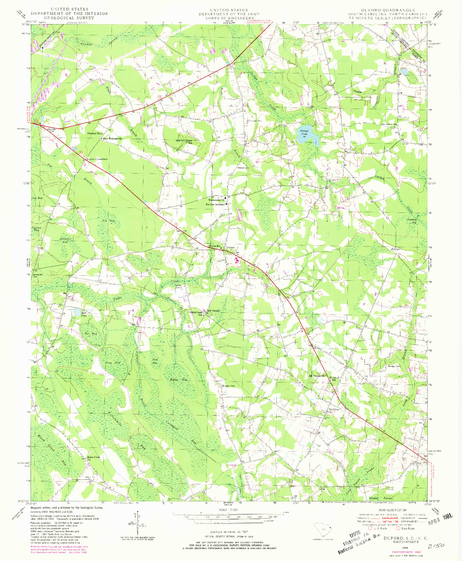 USGS 1:24000-SCALE QUADRANGLE FOR DUFORD, SC 1949