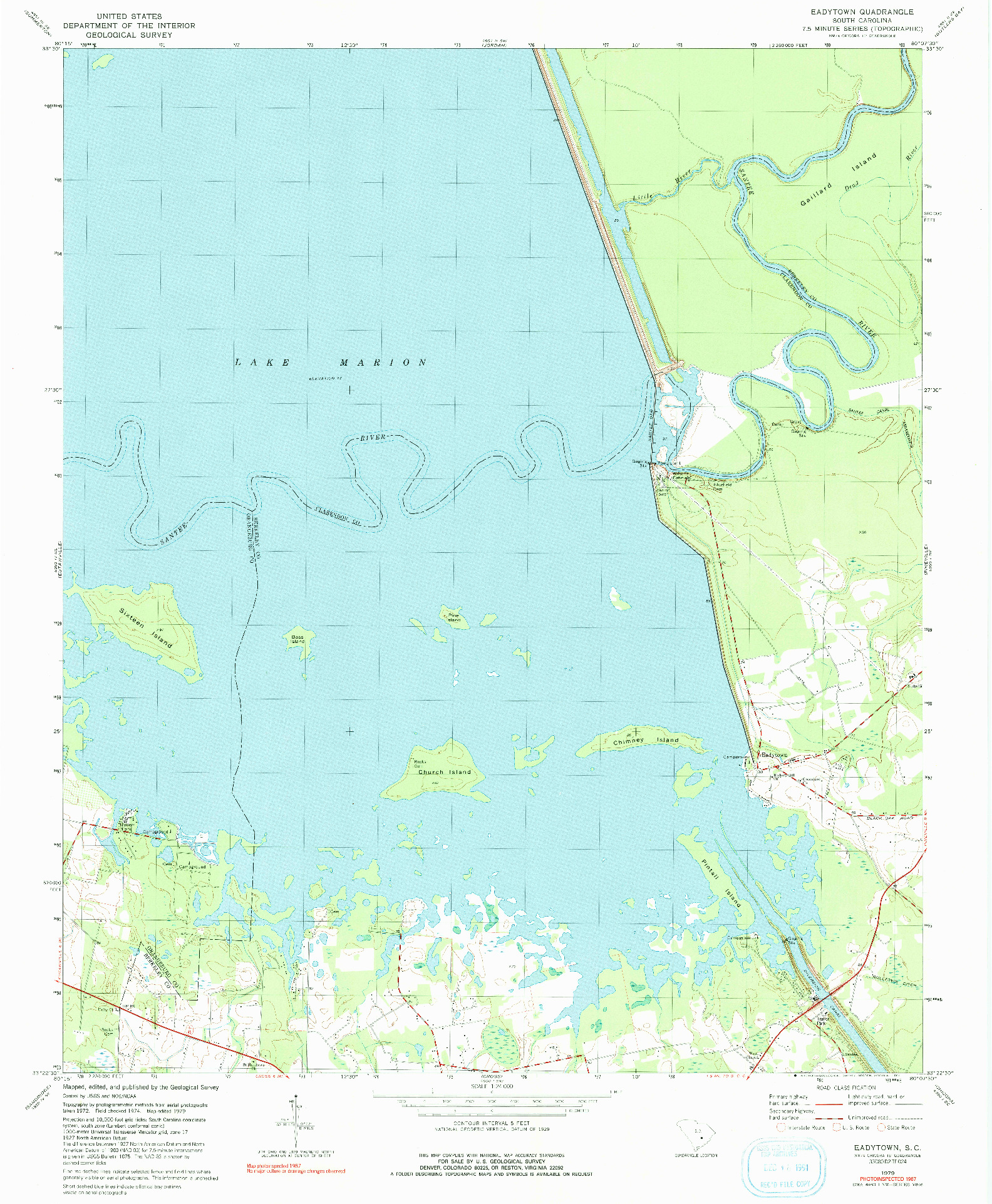 USGS 1:24000-SCALE QUADRANGLE FOR EADYTOWN, SC 1979