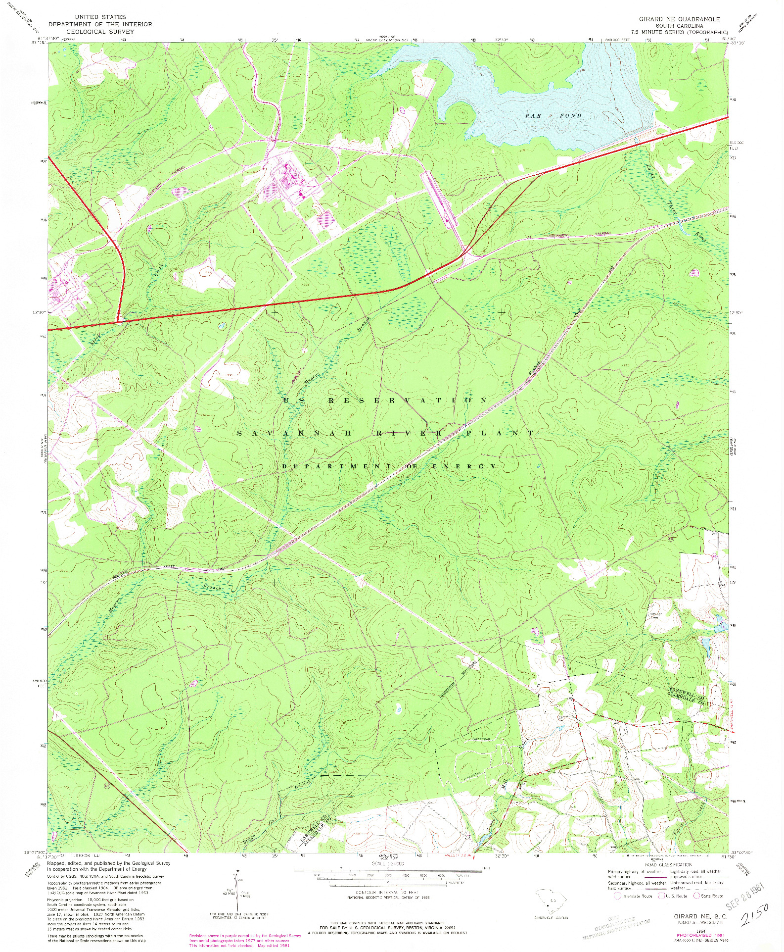 USGS 1:24000-SCALE QUADRANGLE FOR GIRARD NE, SC 1964
