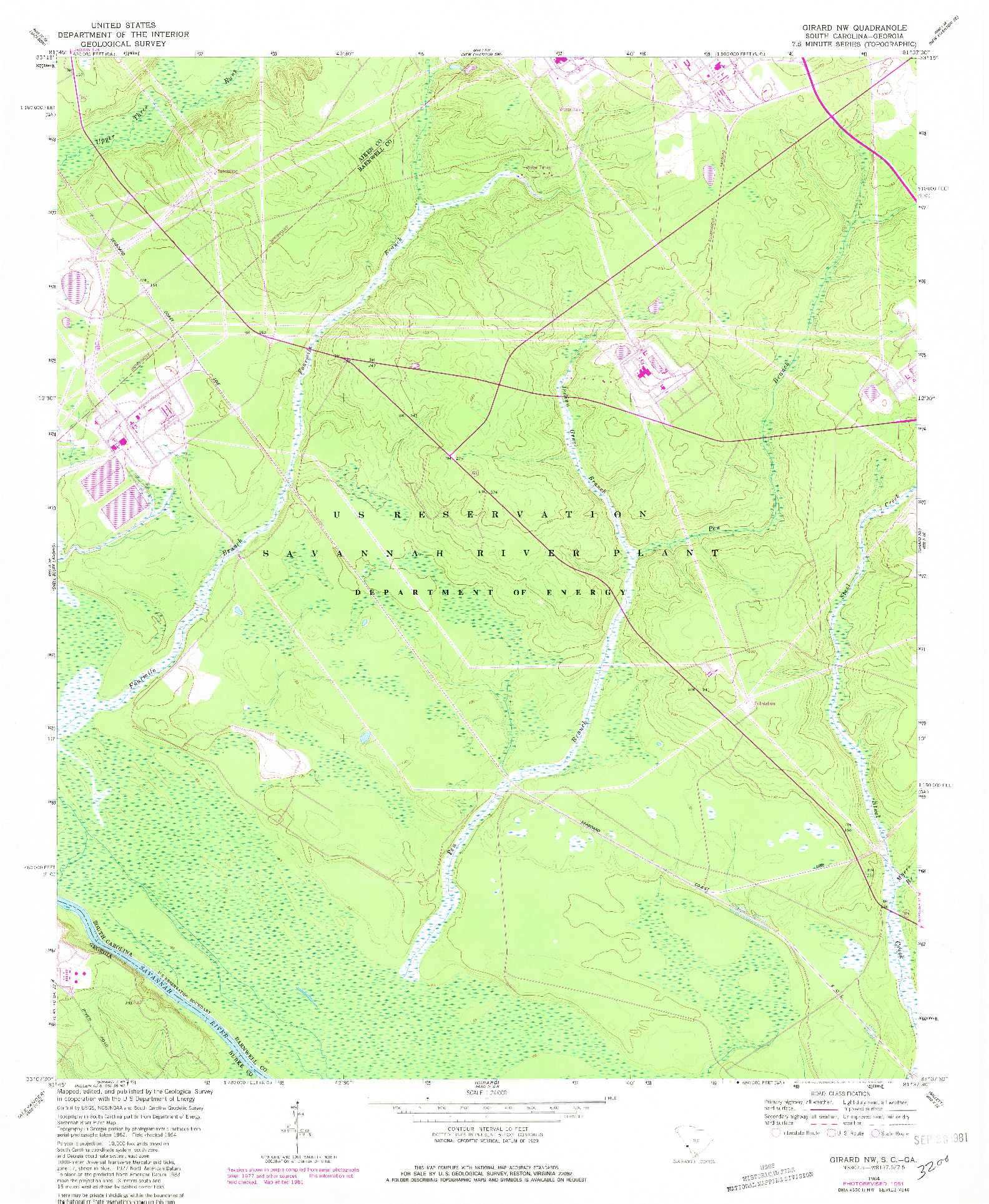 USGS 1:24000-SCALE QUADRANGLE FOR GIRARD NW, SC 1964