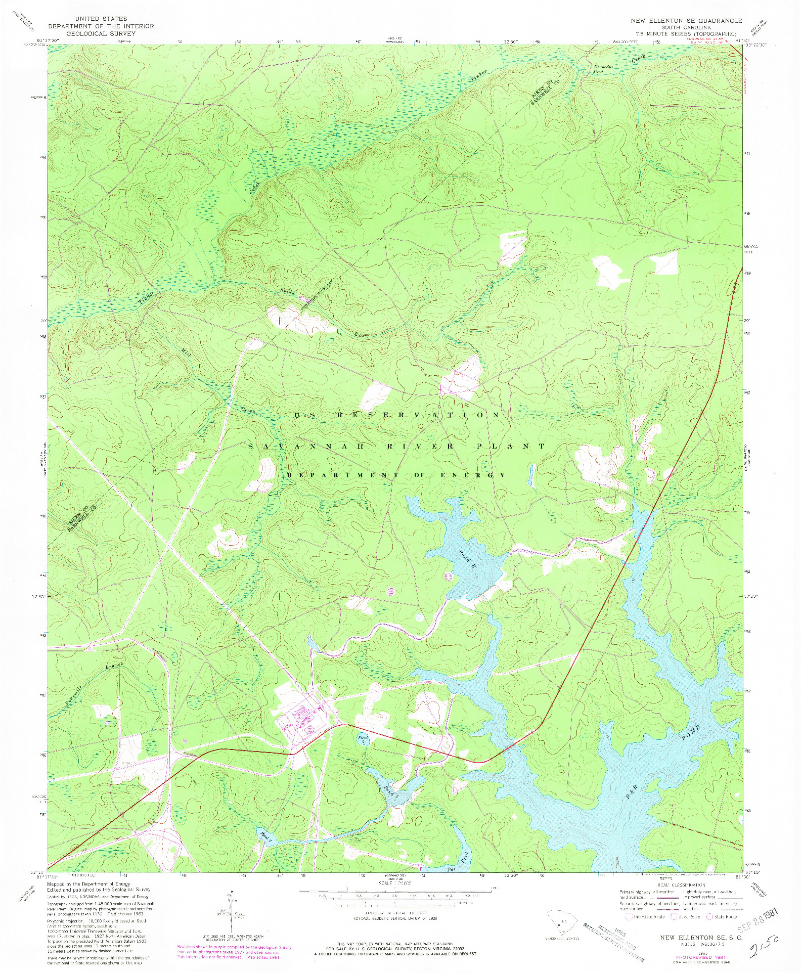 USGS 1:24000-SCALE QUADRANGLE FOR NEW ELLENTON SE, SC 1963