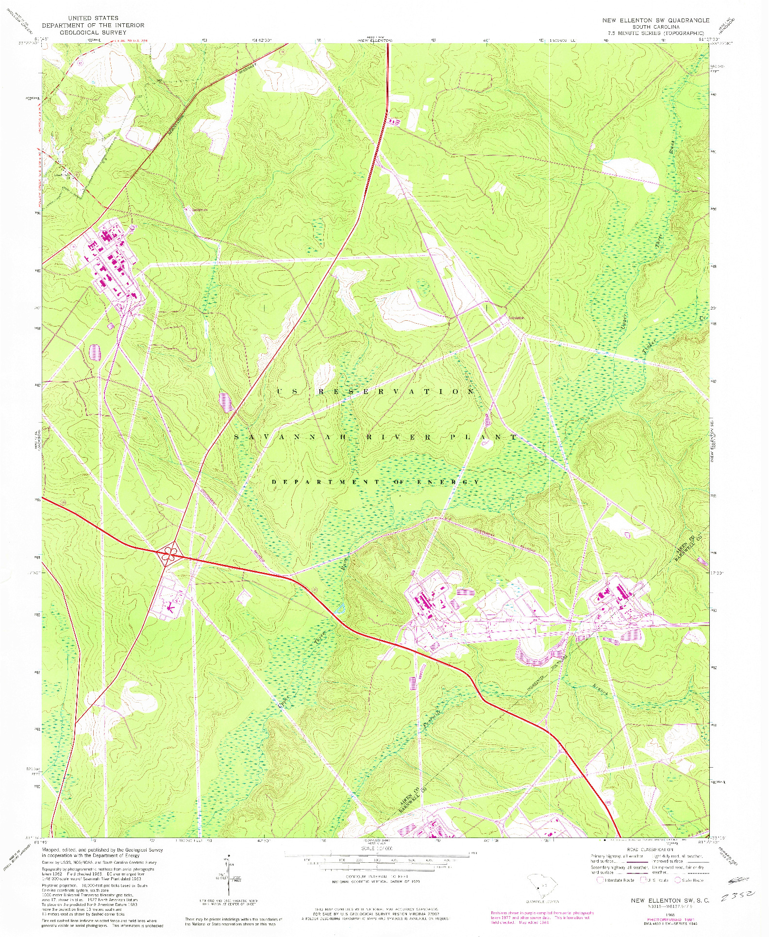 USGS 1:24000-SCALE QUADRANGLE FOR NEW ELLENTON SW, SC 1965