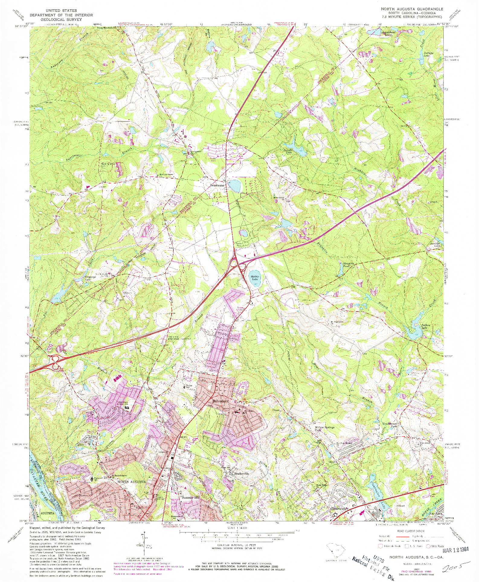 USGS 1:24000-SCALE QUADRANGLE FOR NORTH AUGUSTA, SC 1964