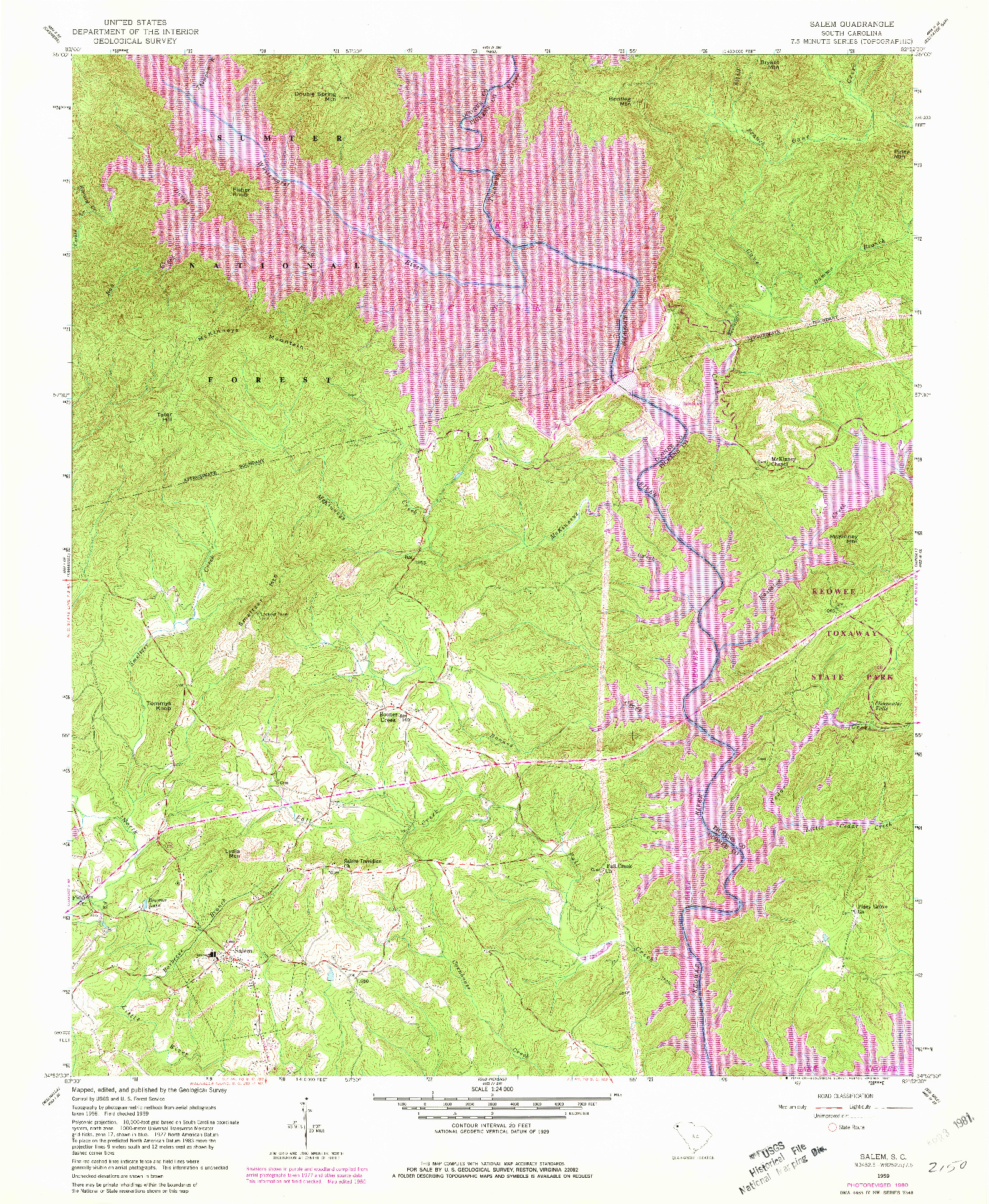 USGS 1:24000-SCALE QUADRANGLE FOR SALEM, SC 1959