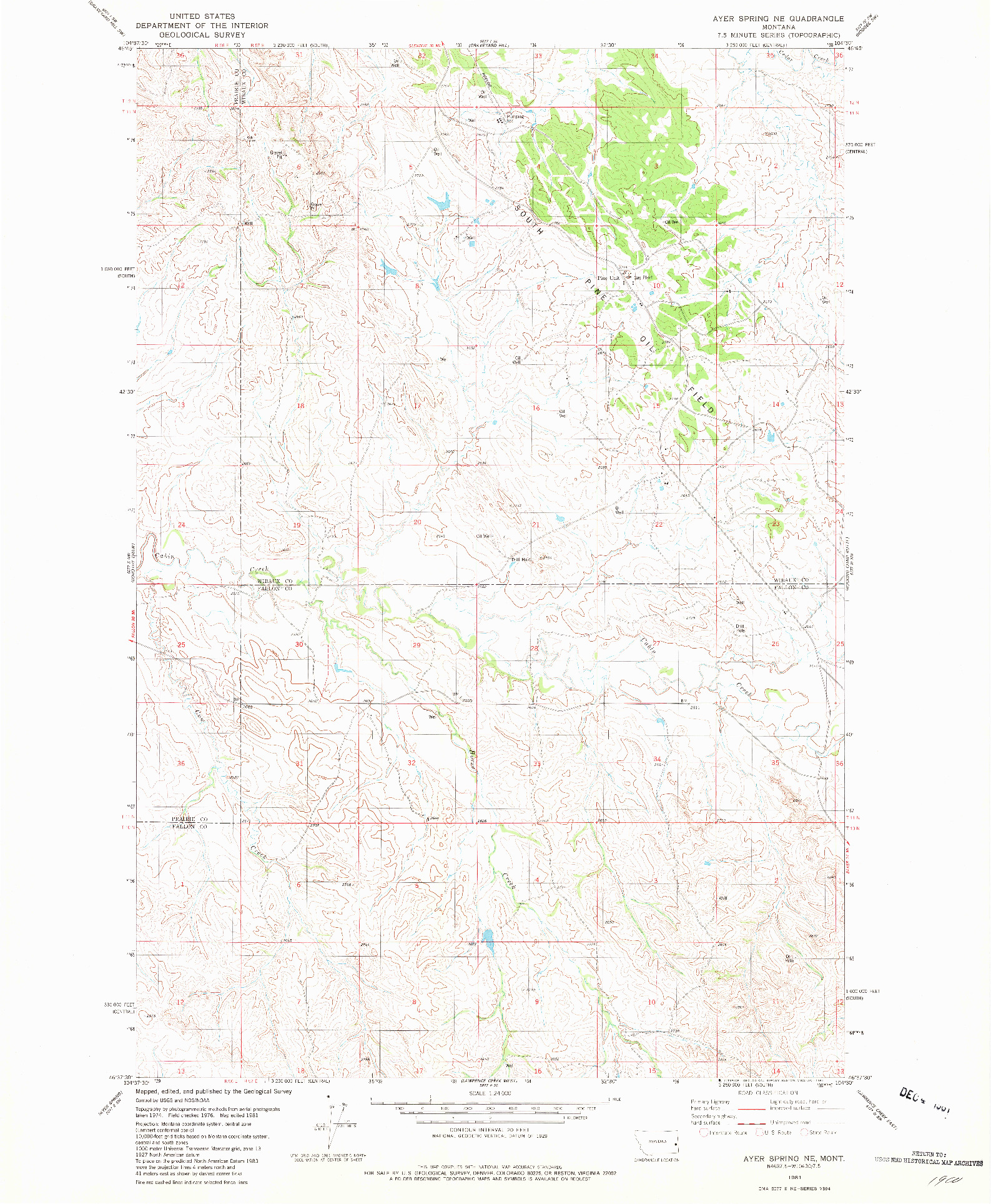 USGS 1:24000-SCALE QUADRANGLE FOR AYER SPRING NE, MT 1981